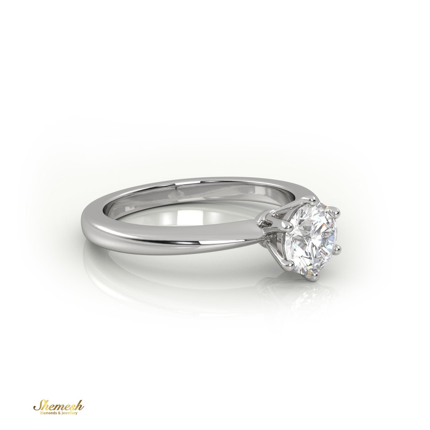 18K Gold 6 Prongs Round Brilliant Cut Diamond Solitaire Engagement Ring - shemesh_diamonds