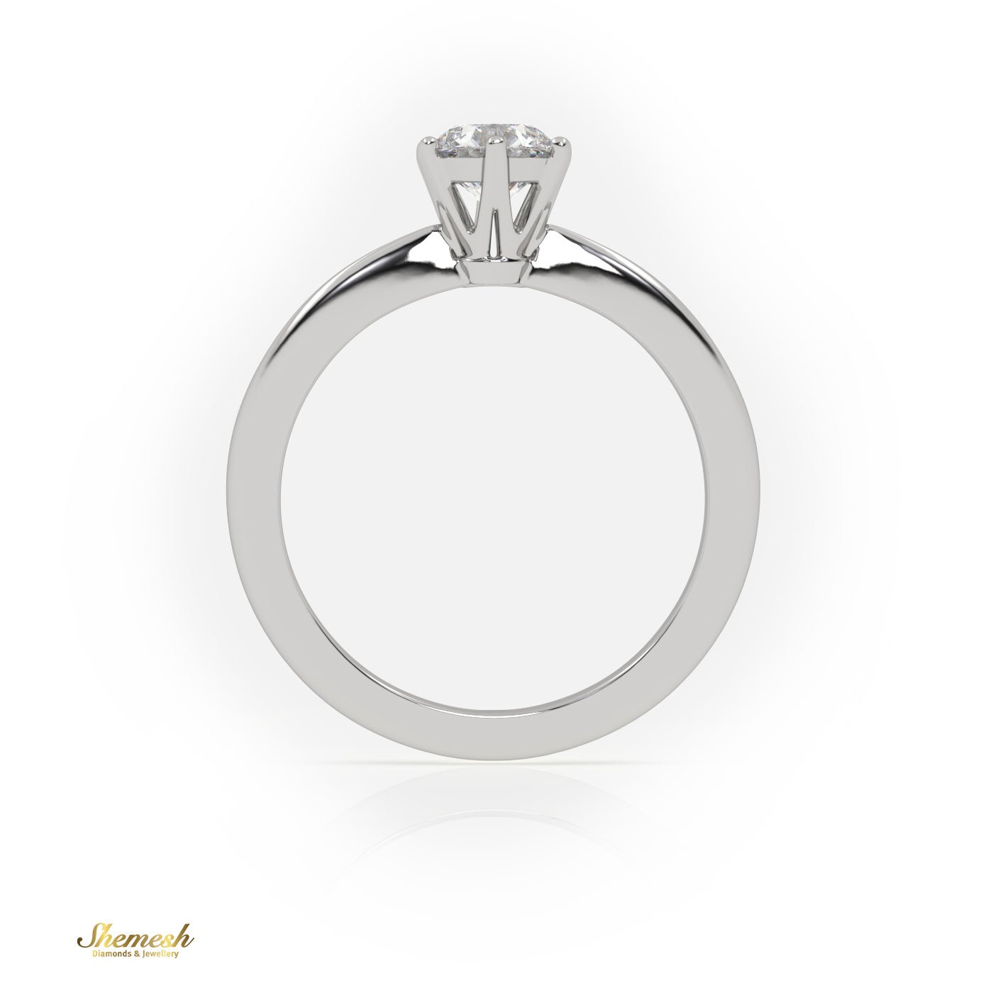 18K Gold 6 Prongs Round Brilliant Cut Diamond Solitaire Engagement Ring - shemesh_diamonds