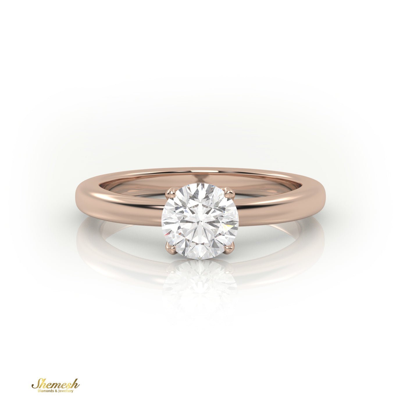 18K Gold 4 Prongs Round Diamond Solitaire Engagement Ring - shemesh_diamonds