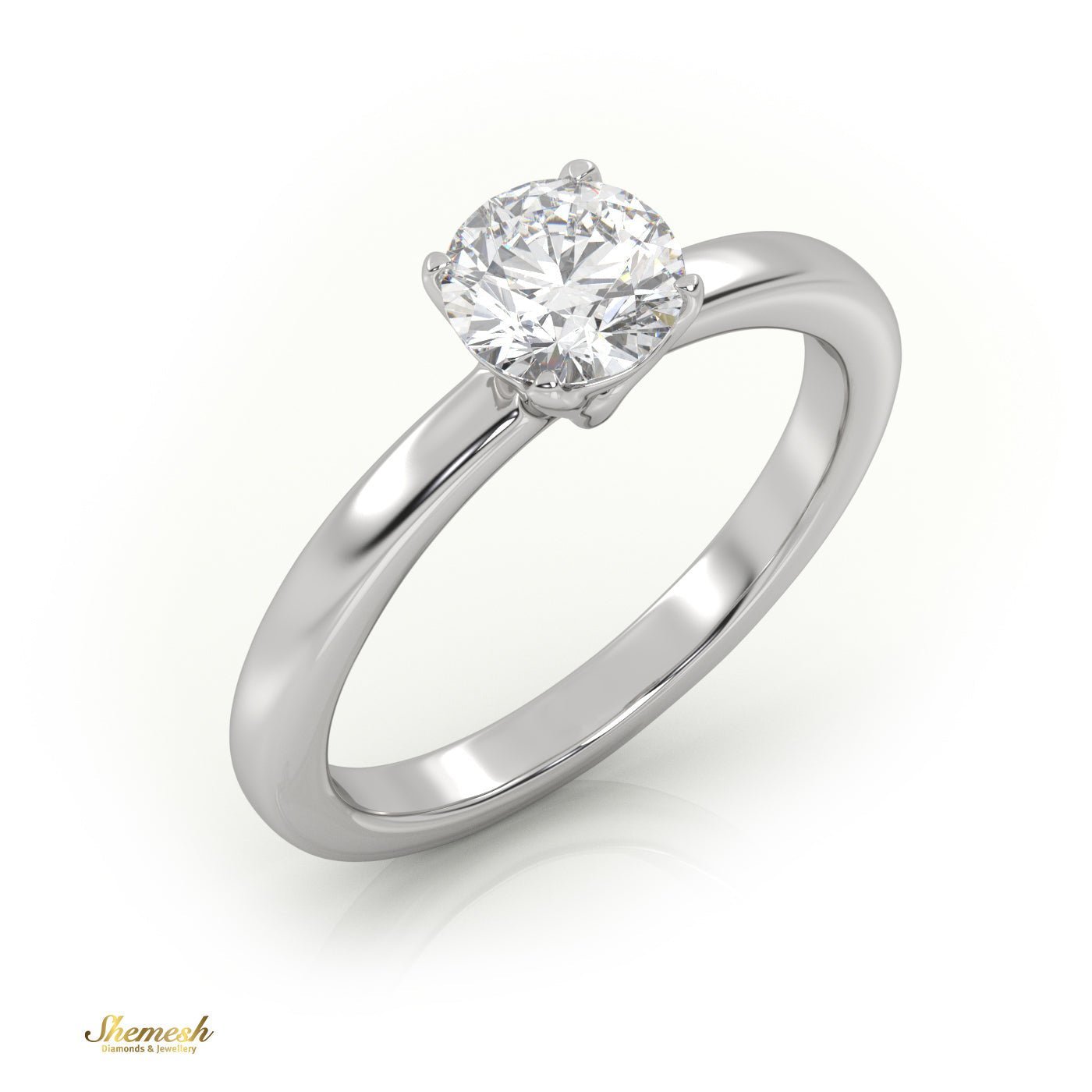 18K Gold 4 Prongs Round Diamond Solitaire Engagement Ring - shemesh_diamonds