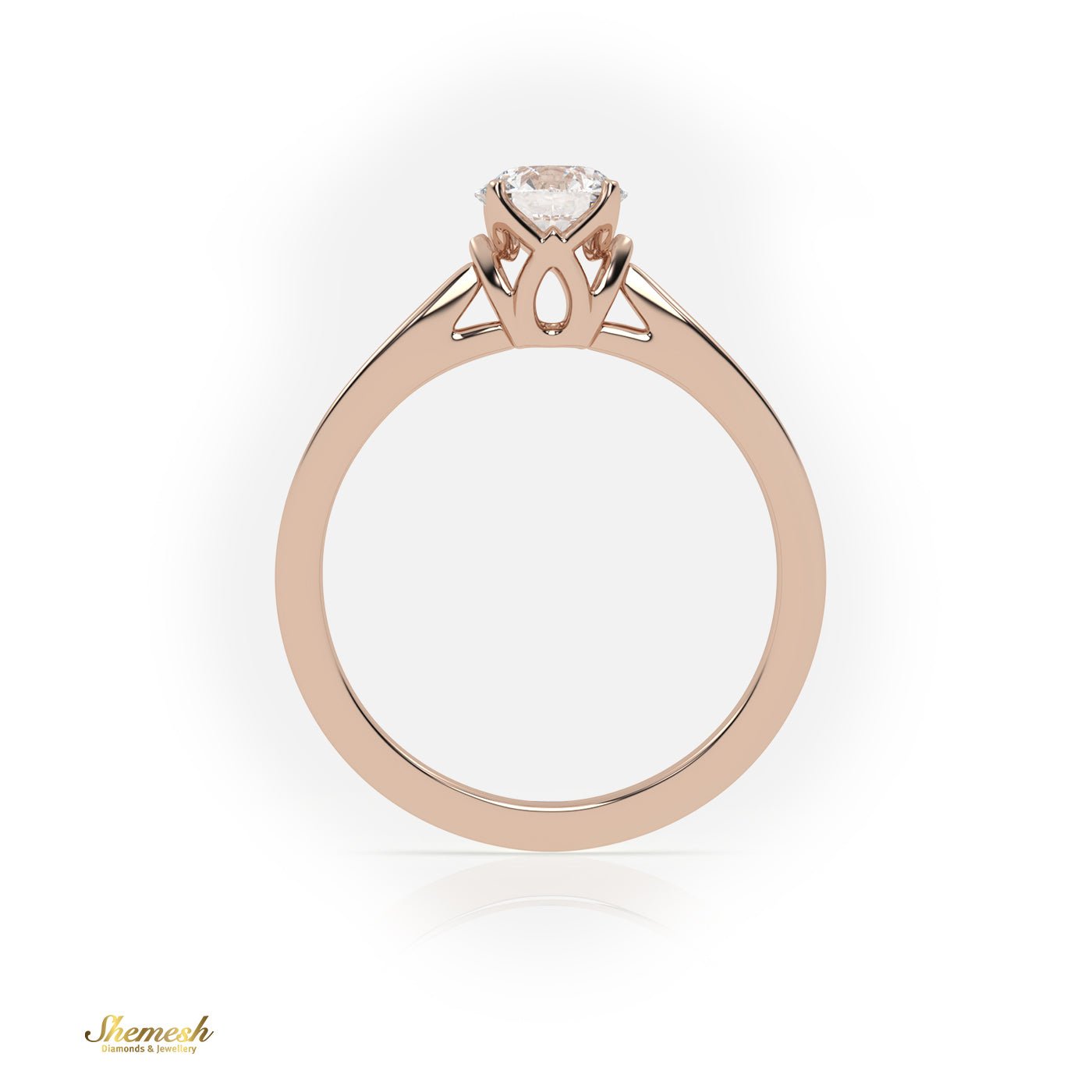 18K Gold 4 Tab Prongs Round Diamond Solitaire Engagement Ring Designer shank - shemesh_diamonds