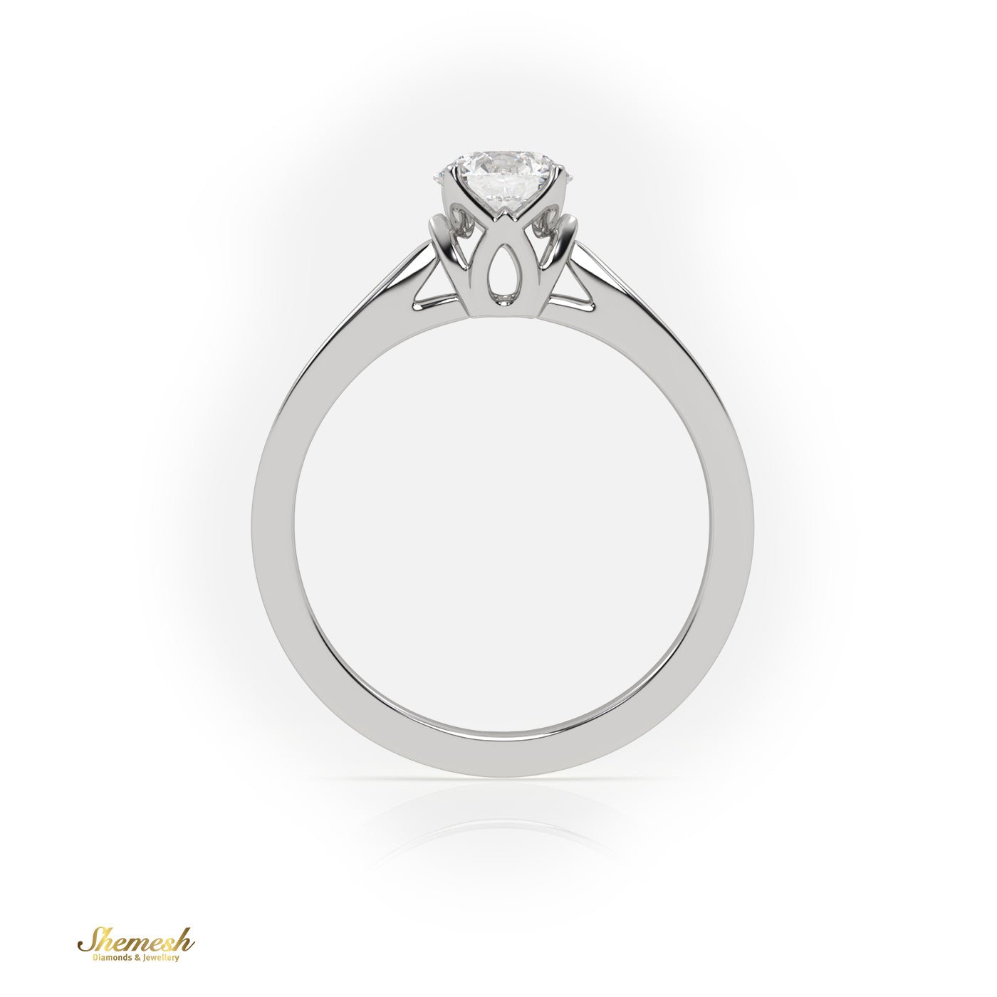 18K Gold 4 Tab Prongs Round Diamond Solitaire Engagement Ring Designer shank - shemesh_diamonds