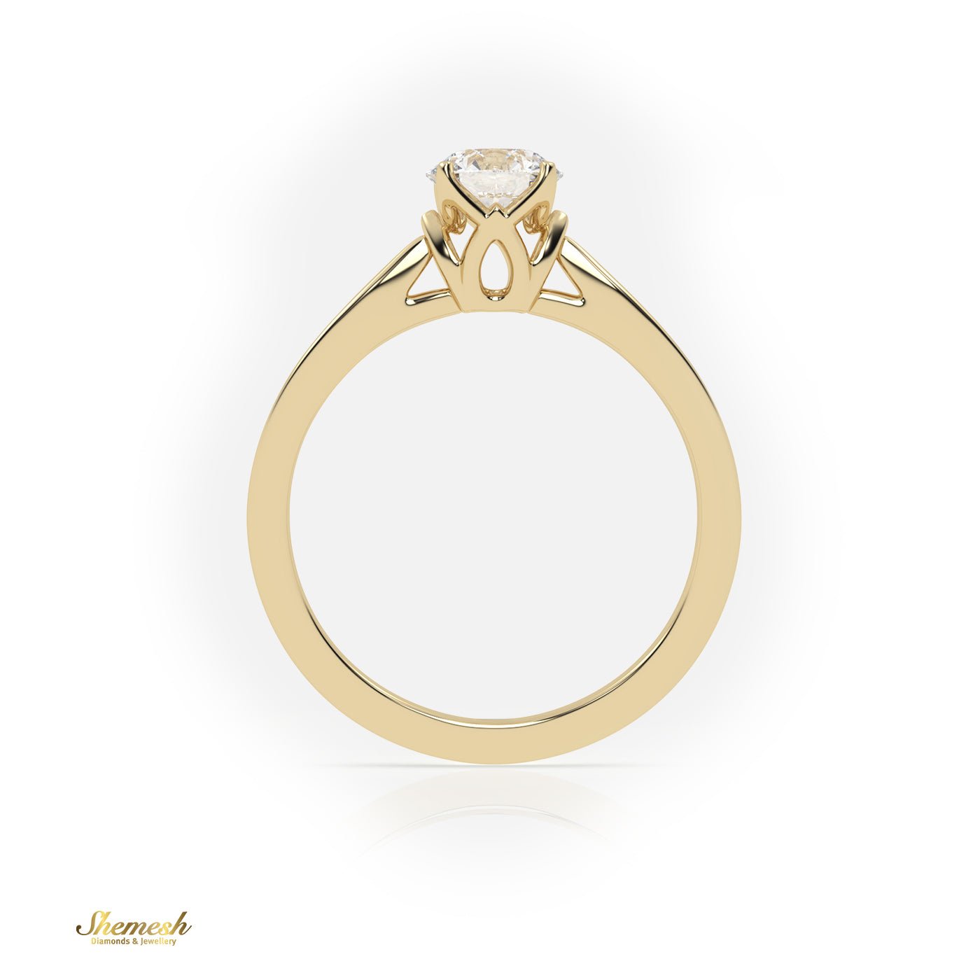 18K Gold 4 Tab Prongs Round Diamond Solitaire Engagement Ring Designer shank - shemesh_diamonds