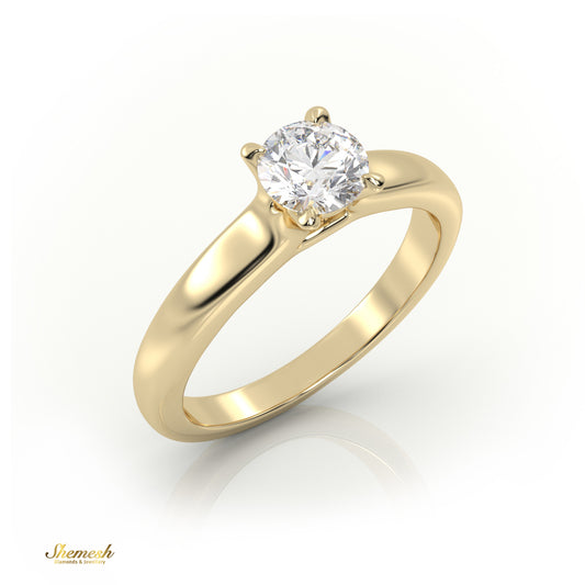 18K Gold 4 Prongs Round Diamond Solitaire Engagement Ring