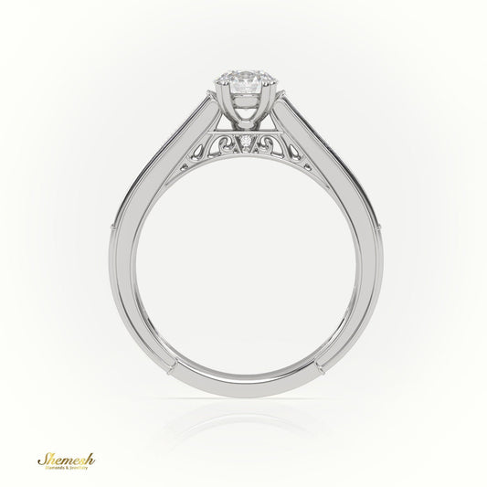 18K 8 Prongs Round Cut Diamond Engagement Ring with Channel Setting & Designer Bridge - shemesh_diamonds