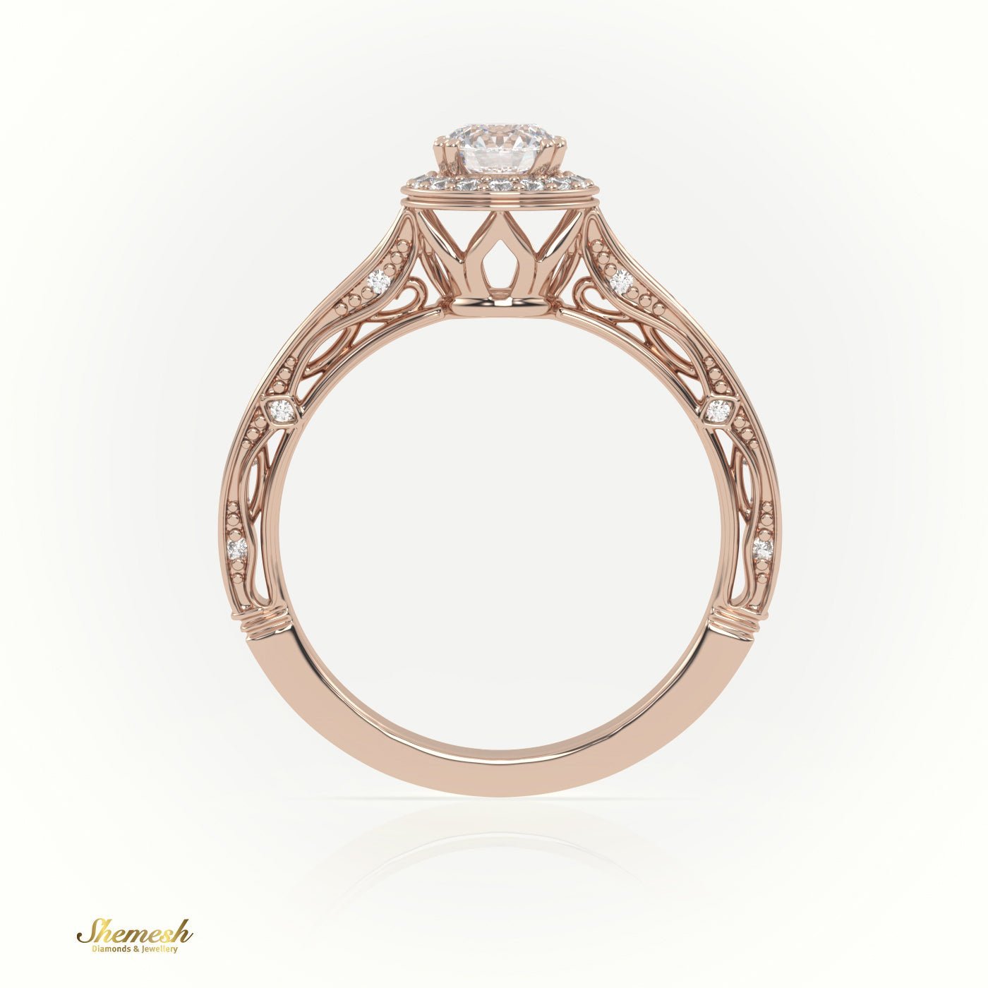 18K Gold 8 Prongs Round Cut Diamond Halo Engagement Ring - shemesh_diamonds