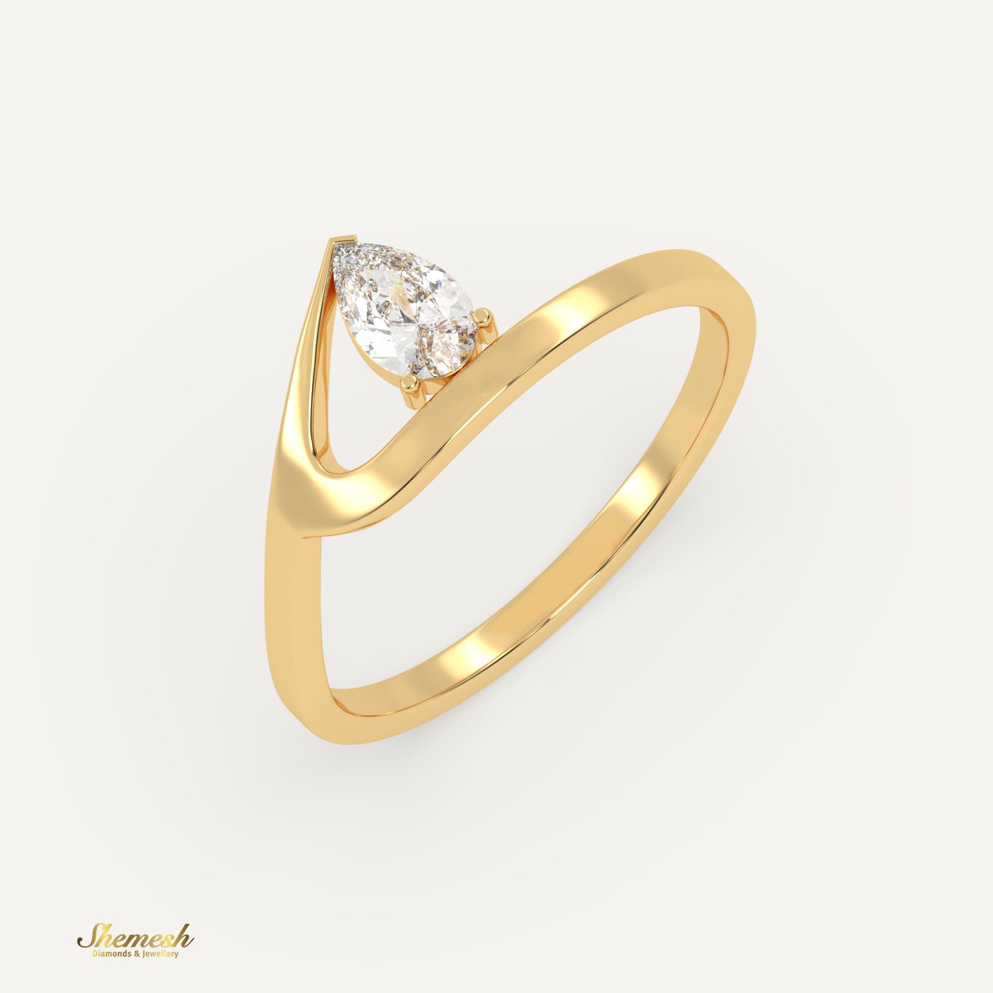 18K Gold 2 Prongs Pear Diamond Ring - shemesh_diamonds