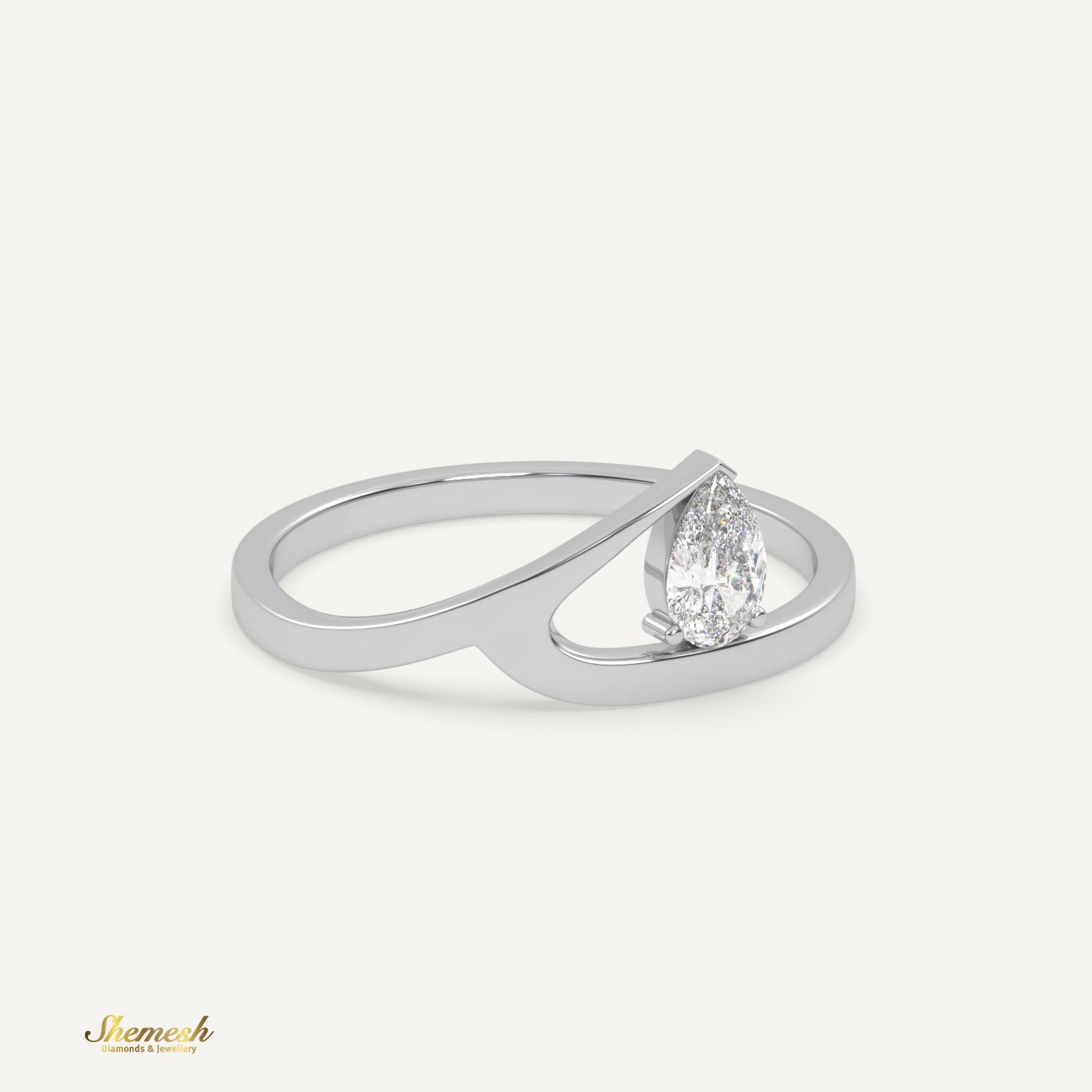 18K Gold 2 Prongs Pear Diamond Ring - shemesh_diamonds