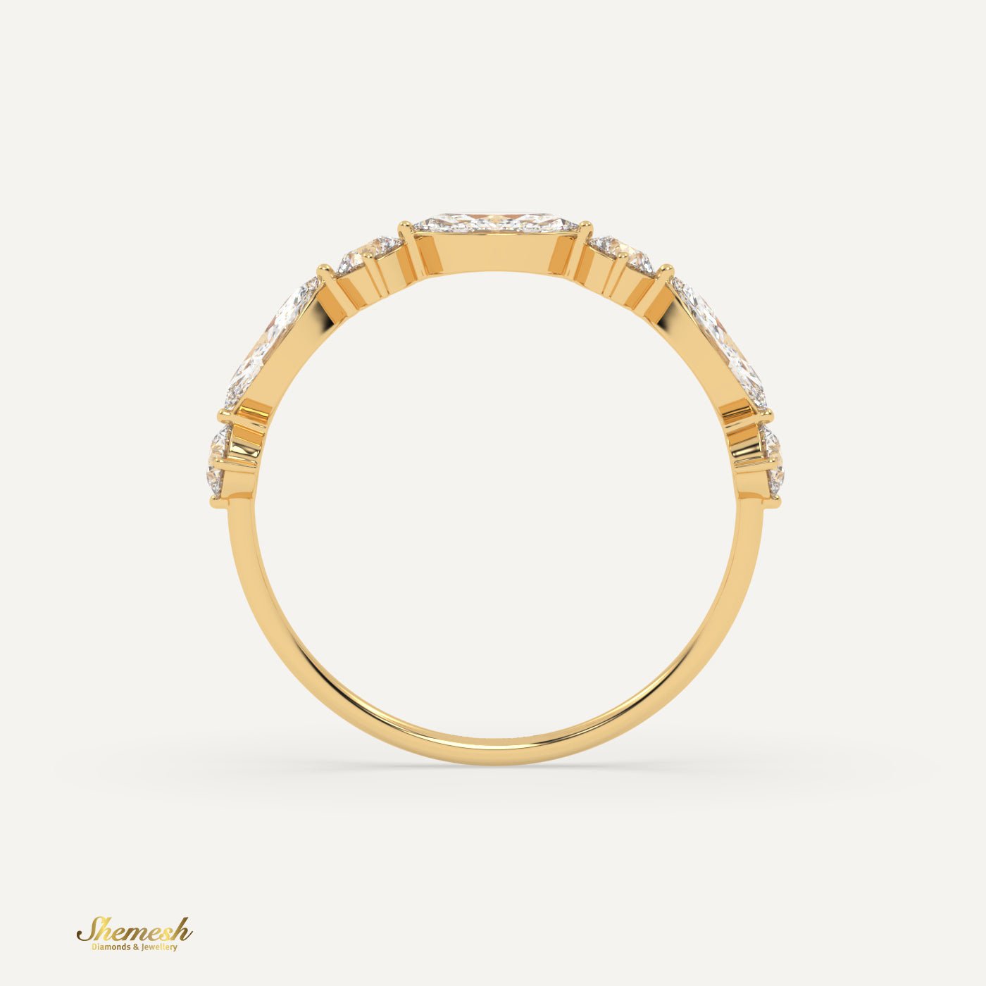 18K Gold Marquise & Round Diamond Designer Ring - shemesh_diamonds