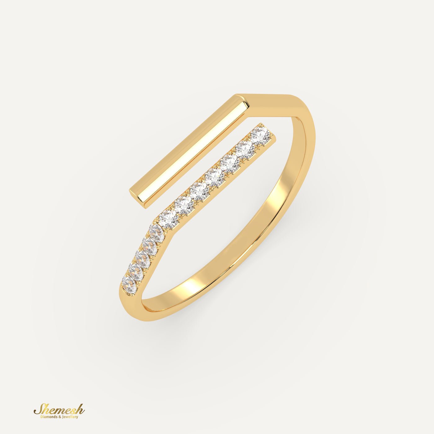 18k Gold Round Diamond Stylish Ring - shemesh_diamonds