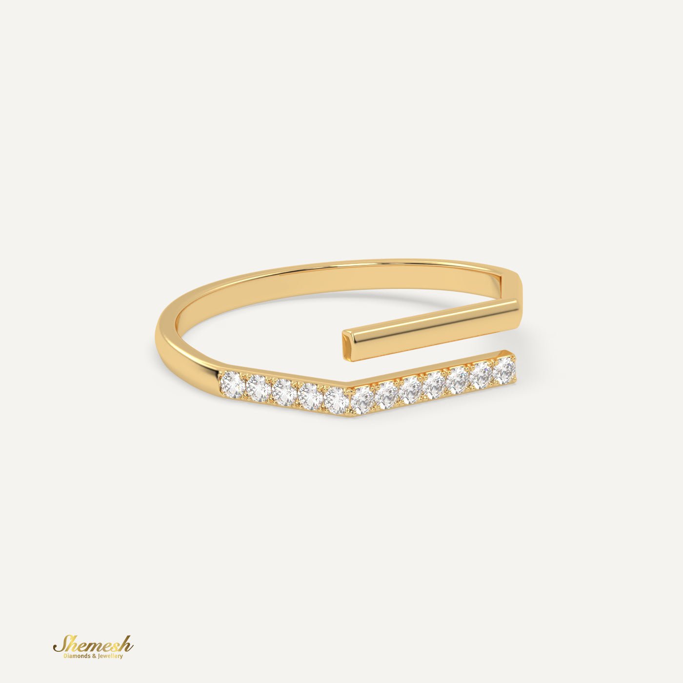 18k Gold Round Diamond Stylish Ring - shemesh_diamonds