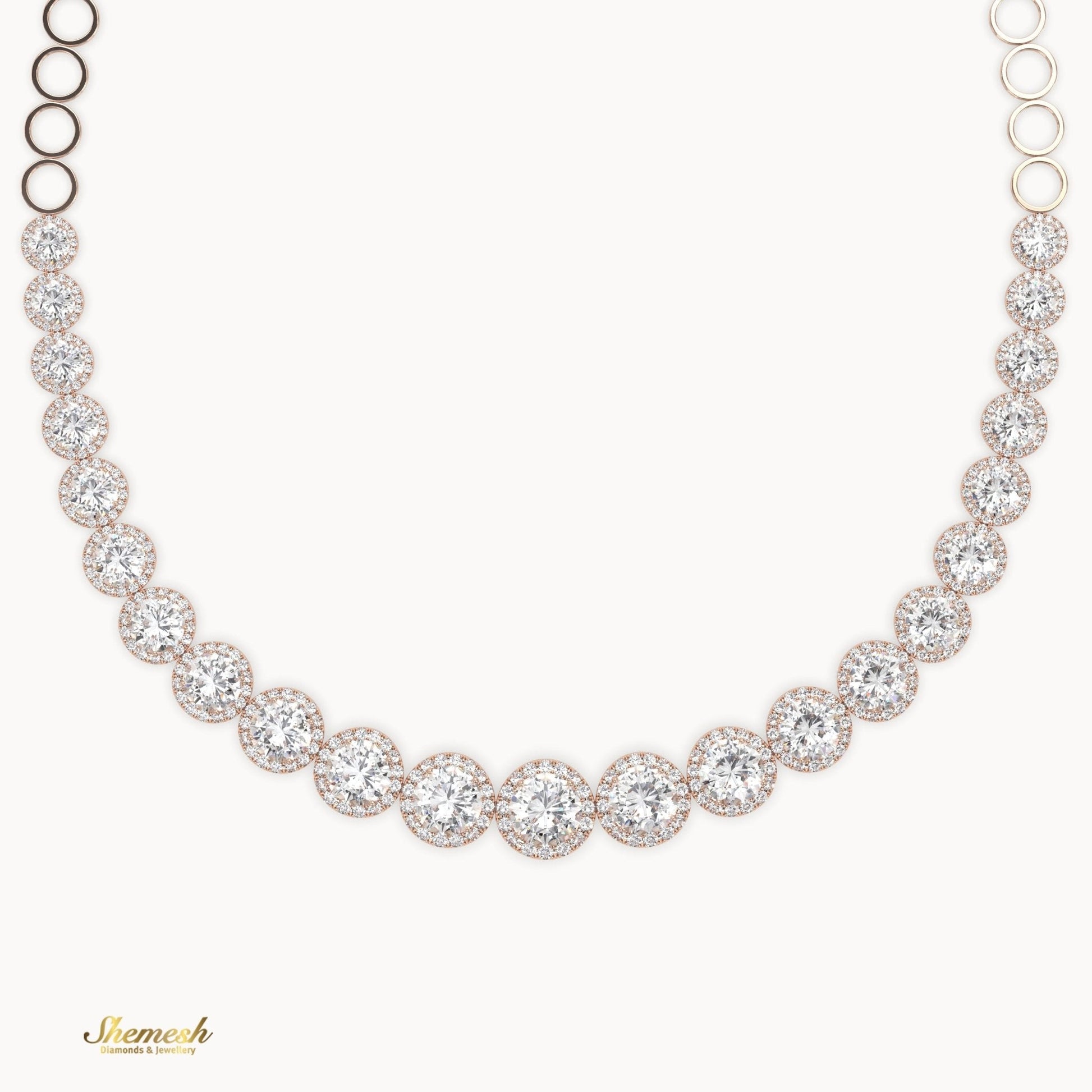 18K Gold Half Eternity Round Diamond Necklace - shemesh_diamonds