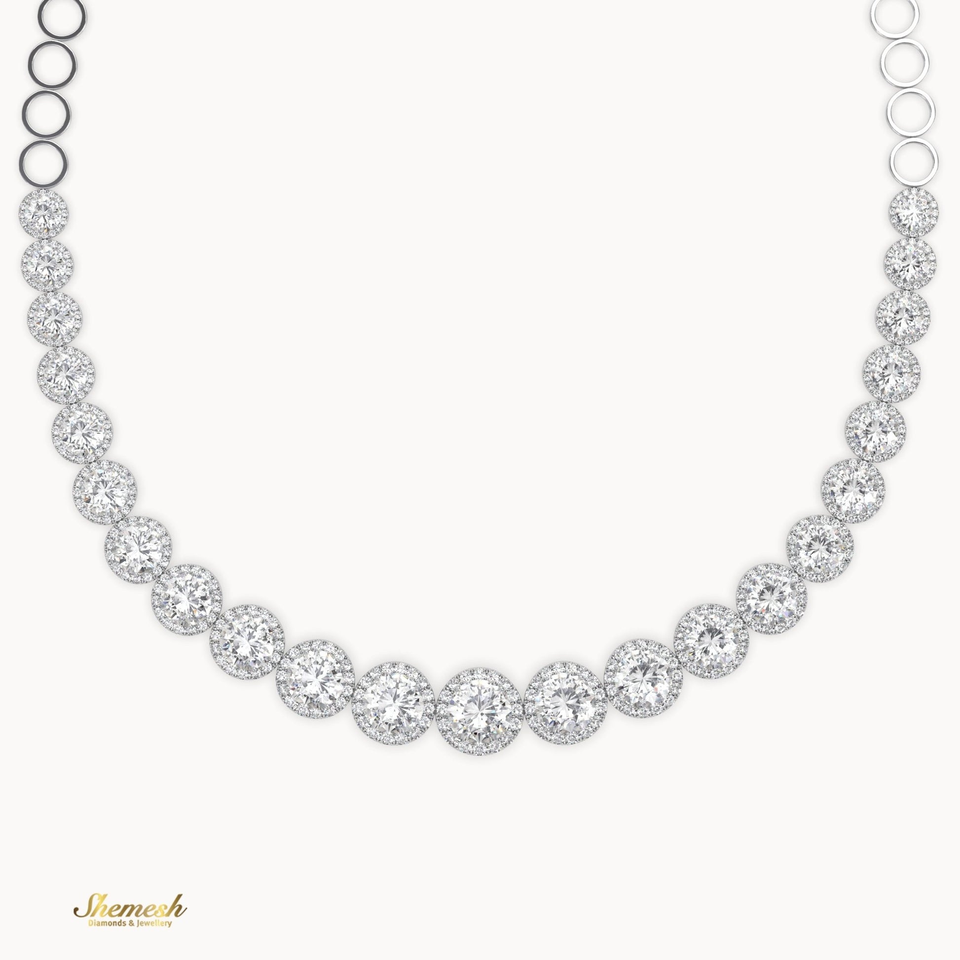 18K Gold Half Eternity Round Diamond Necklace - shemesh_diamonds