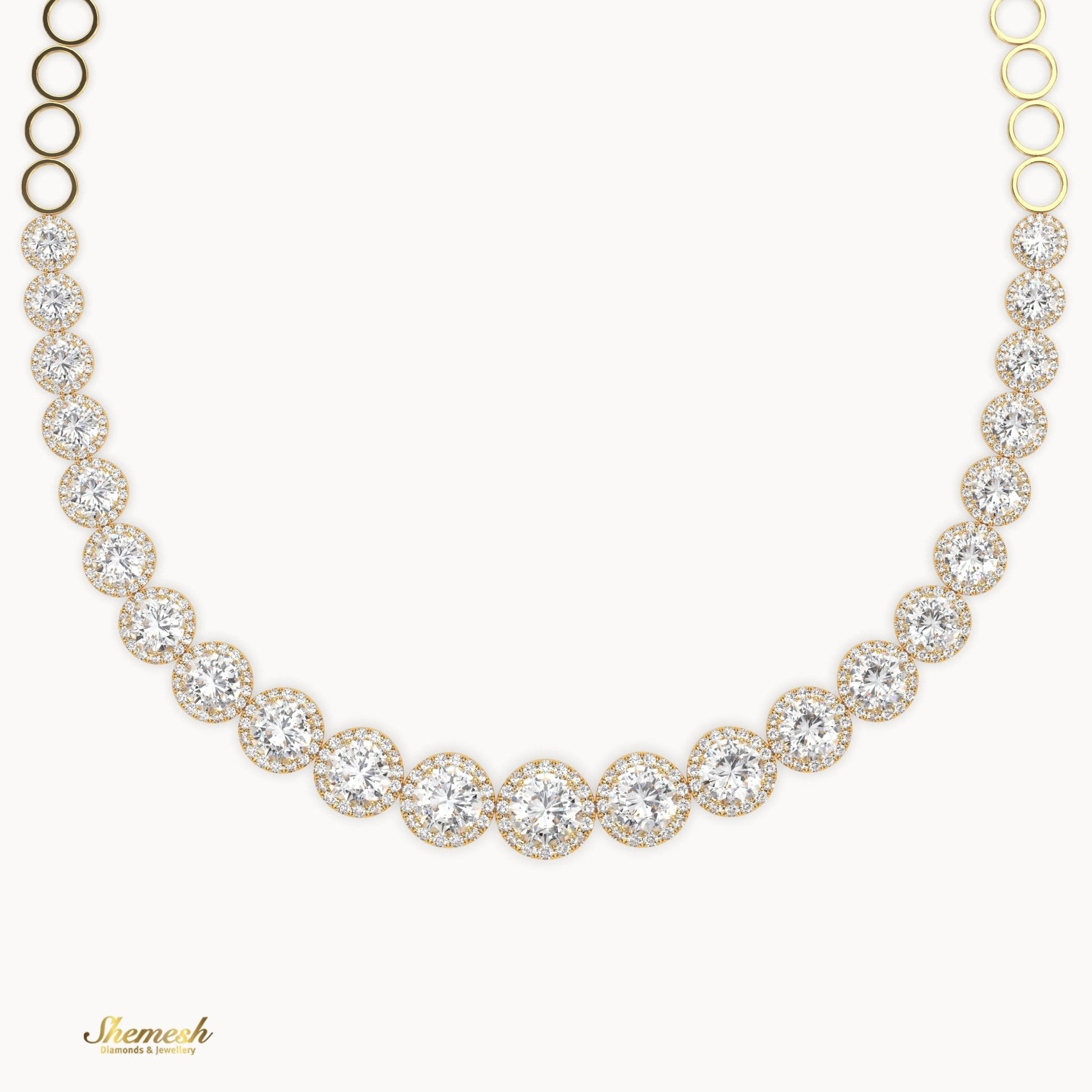 18K Gold Half Eternity Round Diamond Necklace - shemesh_diamonds