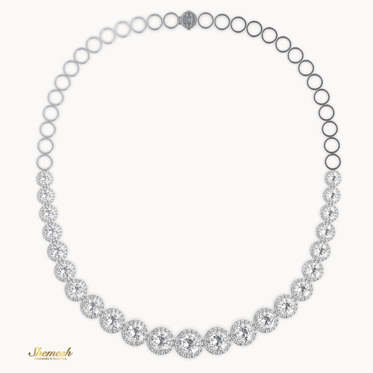 18K Gold Half Eternity Round Diamond Necklace - shemesh_diamonds