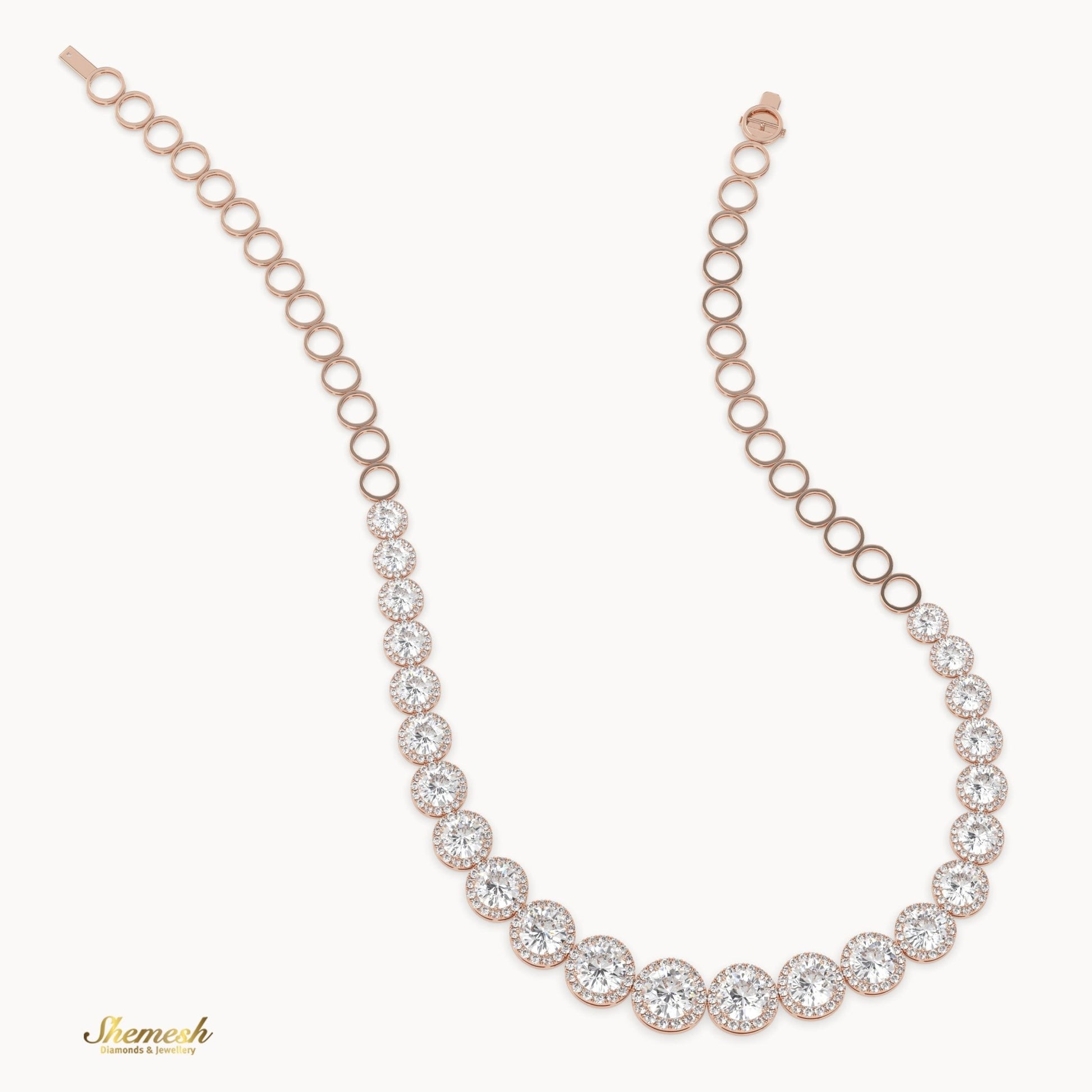 18K Gold Half Eternity Round Diamond Necklace - shemesh_diamonds