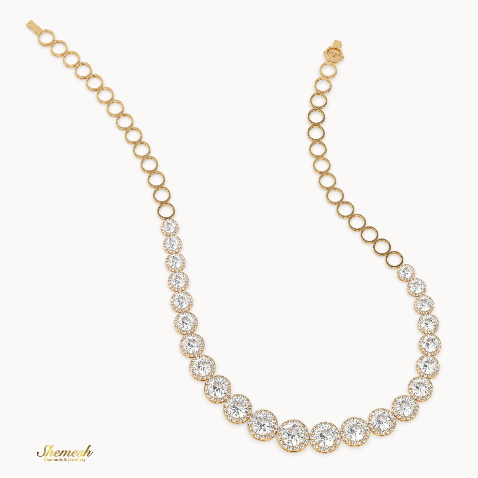 18K Gold Half Eternity Round Diamond Necklace - shemesh_diamonds