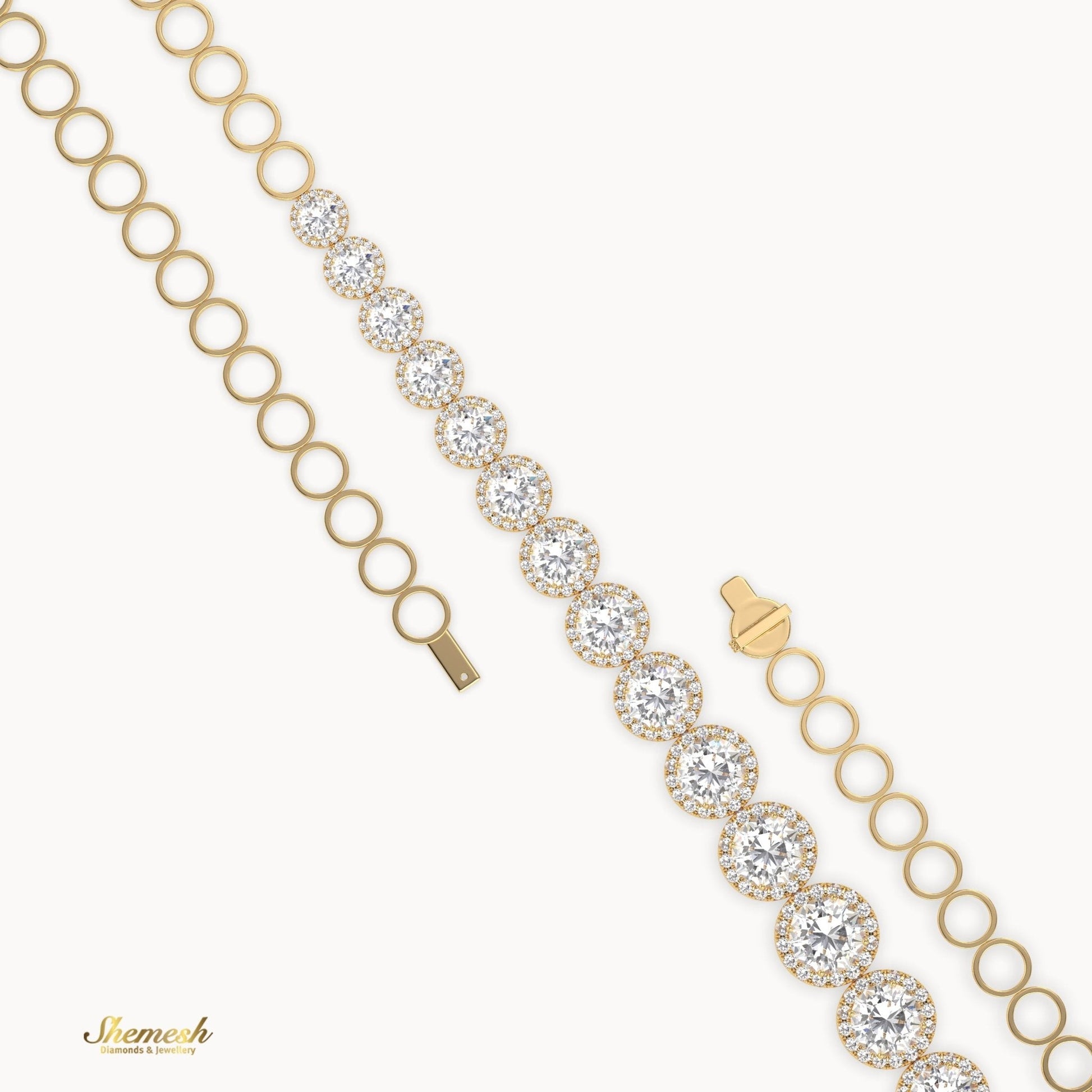 18K Gold Half Eternity Round Diamond Necklace - shemesh_diamonds