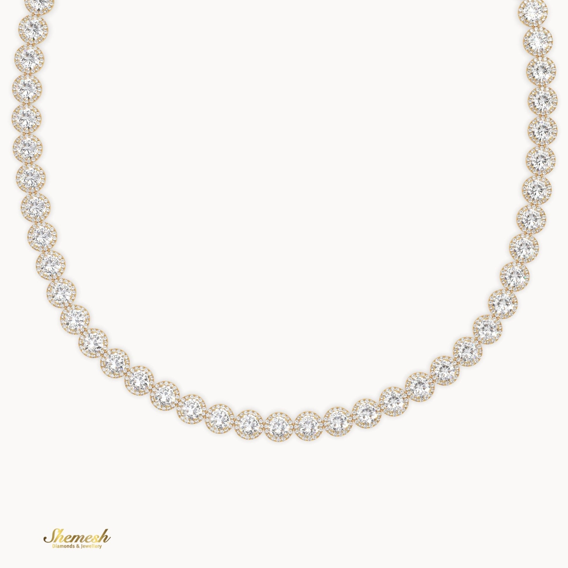 18K Gold Full Eternity Round Diamond Necklace - shemesh_diamonds