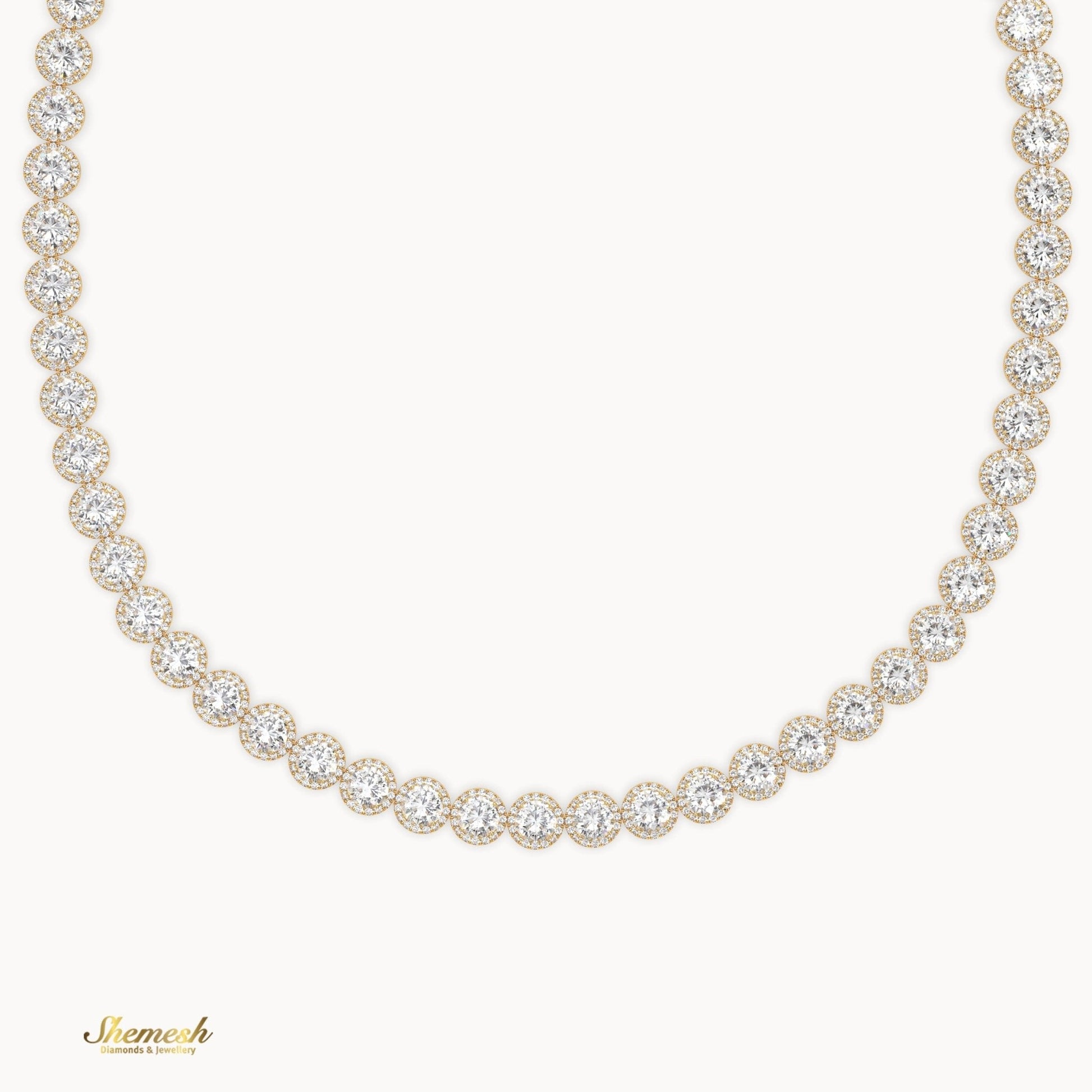 18K Gold Full Eternity Round Diamond Necklace - shemesh_diamonds