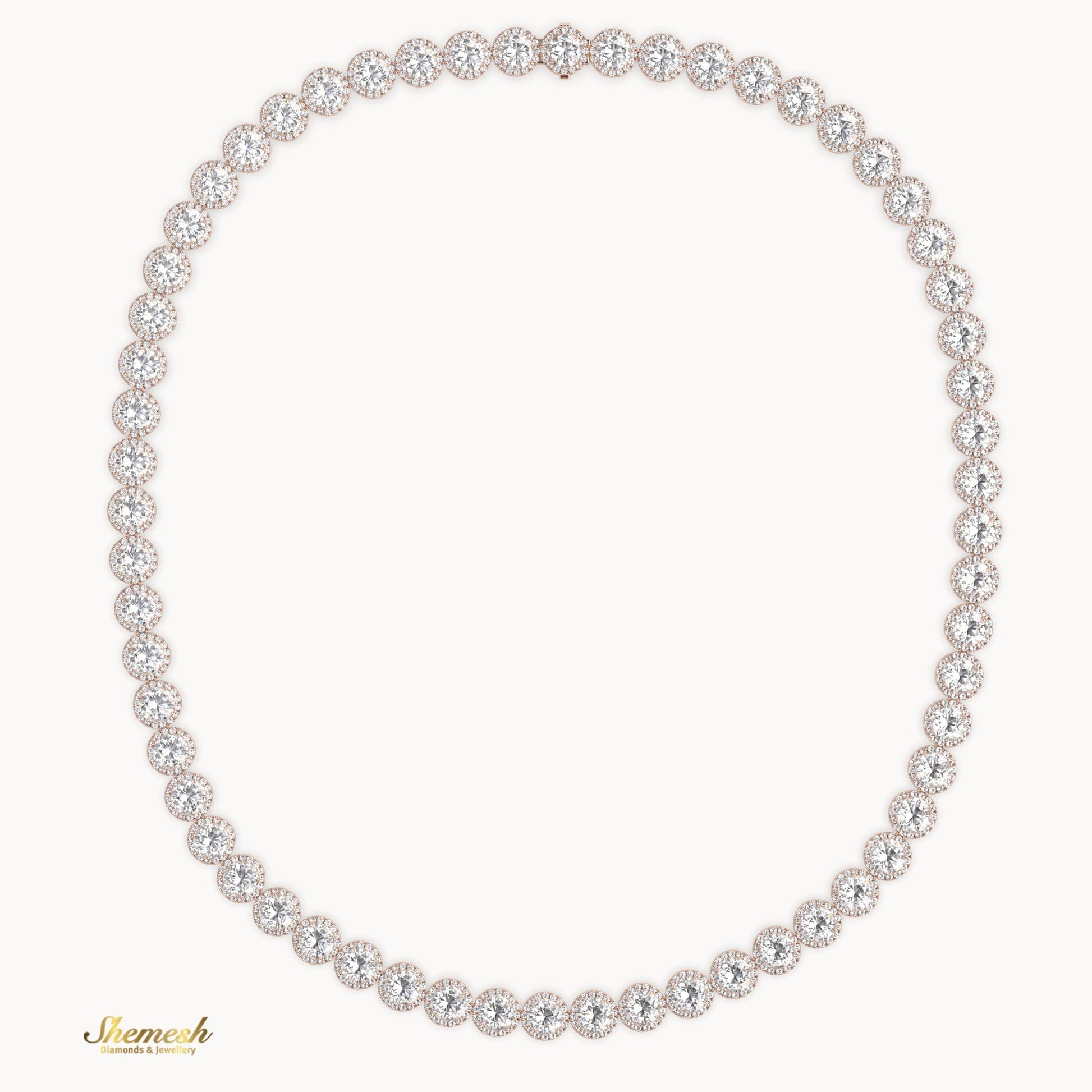 18K Gold Full Eternity Round Diamond Necklace - shemesh_diamonds