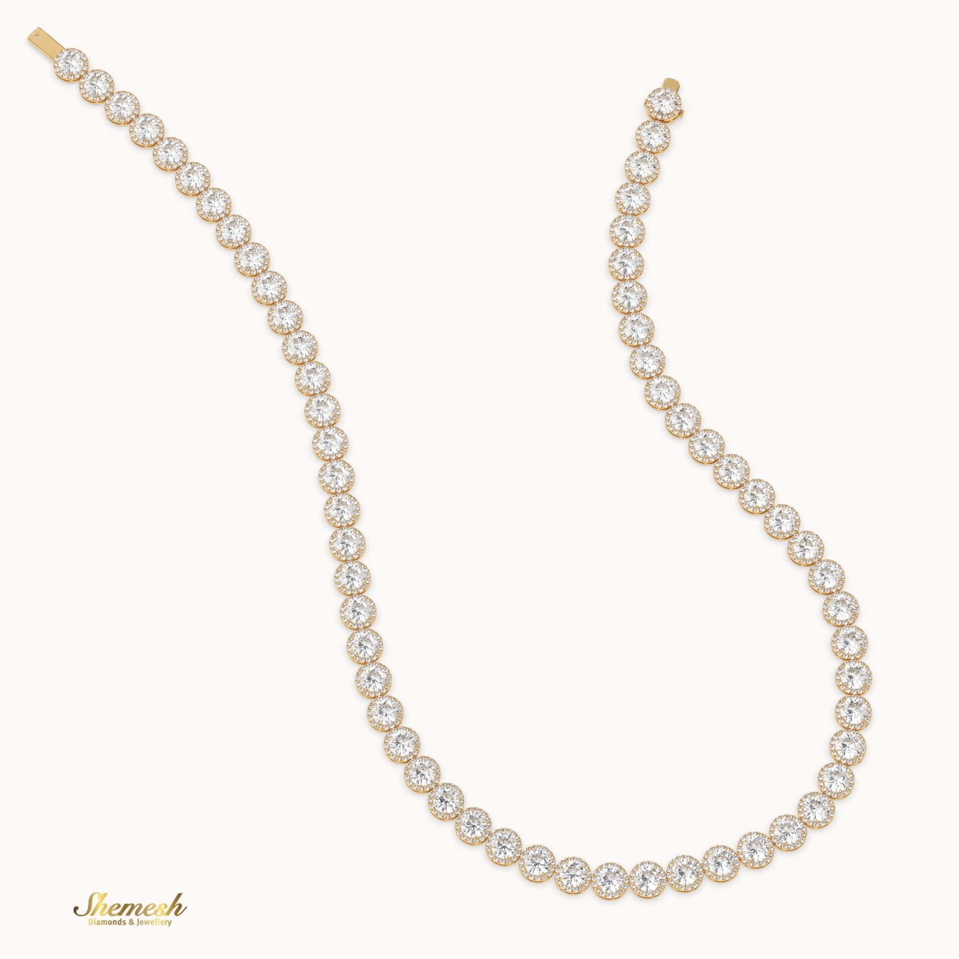 18K Gold Full Eternity Round Diamond Necklace - shemesh_diamonds