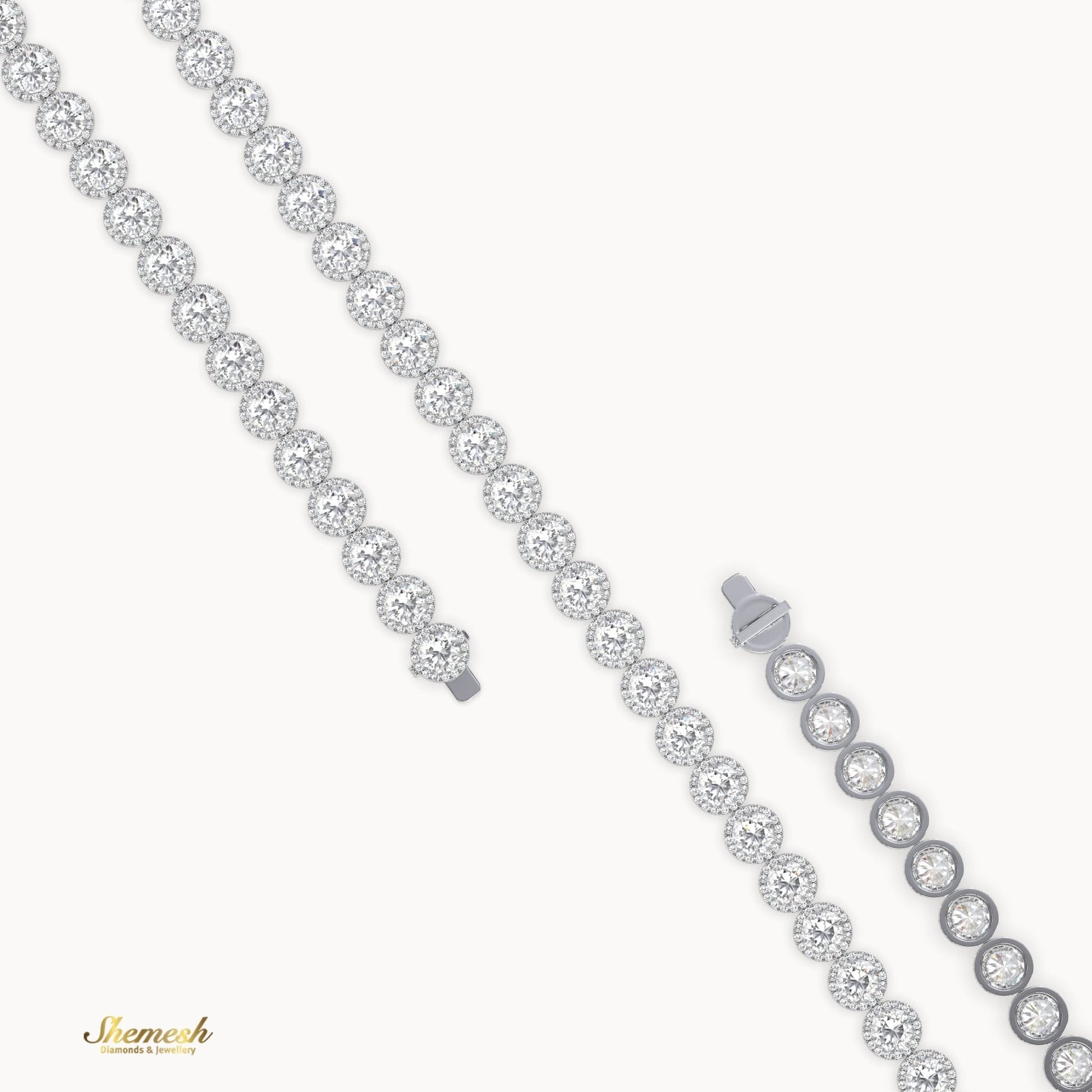 18K Gold Full Eternity Round Diamond Necklace - shemesh_diamonds