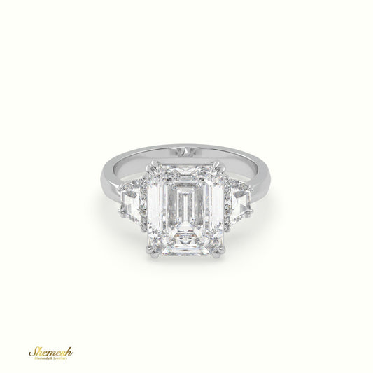 18K Gold 4 Prongs Round Diamond Solitaire Engagement Ring with 3 row pave set band - shemesh_diamonds