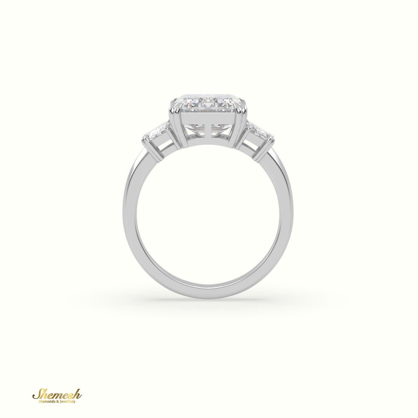 18K Gold 4 Prongs Round Diamond Solitaire Engagement Ring with 3 row pave set band - shemesh_diamonds