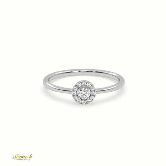 18K Gold 4 Prongs Round Diamond Halo Engagement Ring with Plain Band - shemesh_diamonds