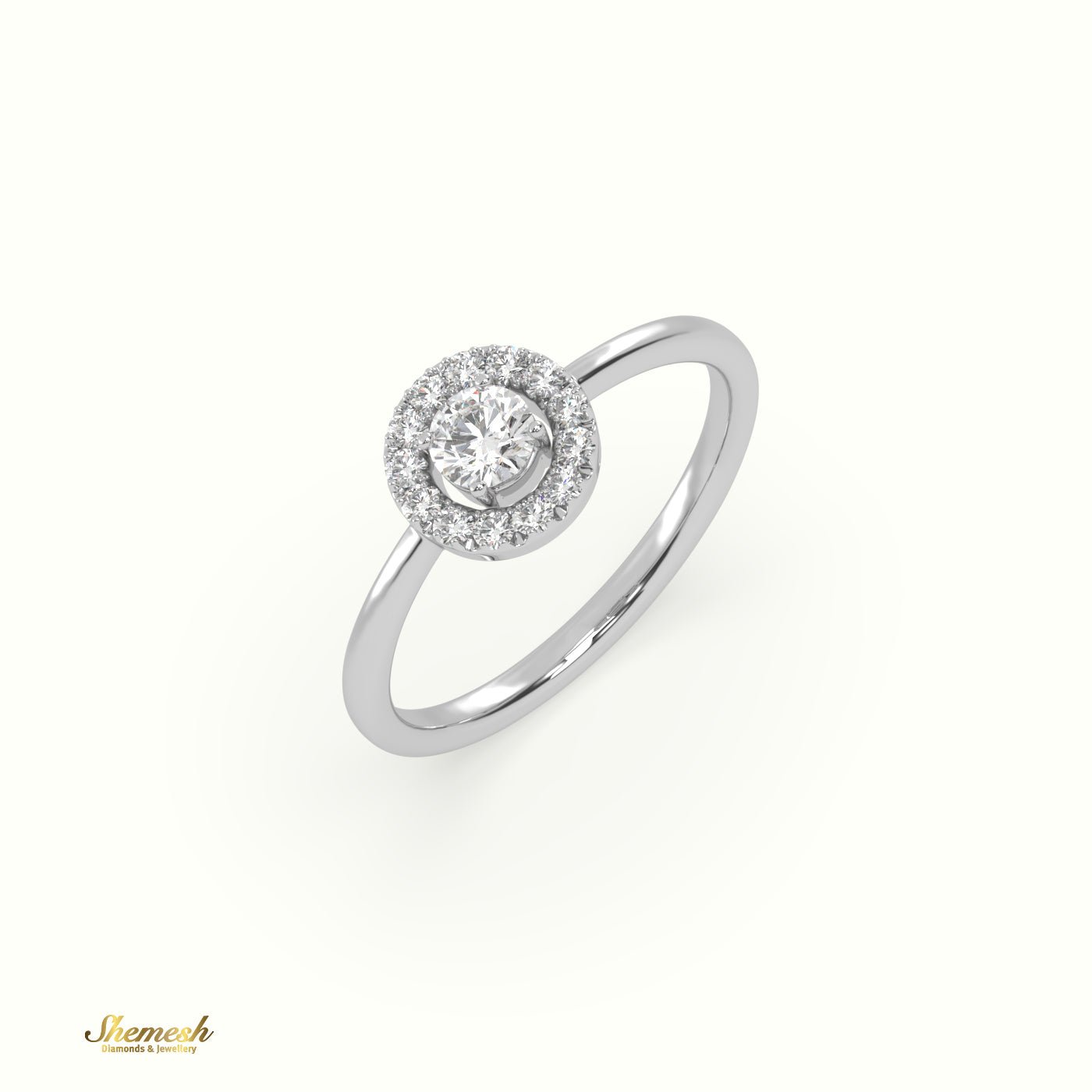 18K Gold 4 Prongs Round Diamond Halo Engagement Ring - shemesh_diamonds