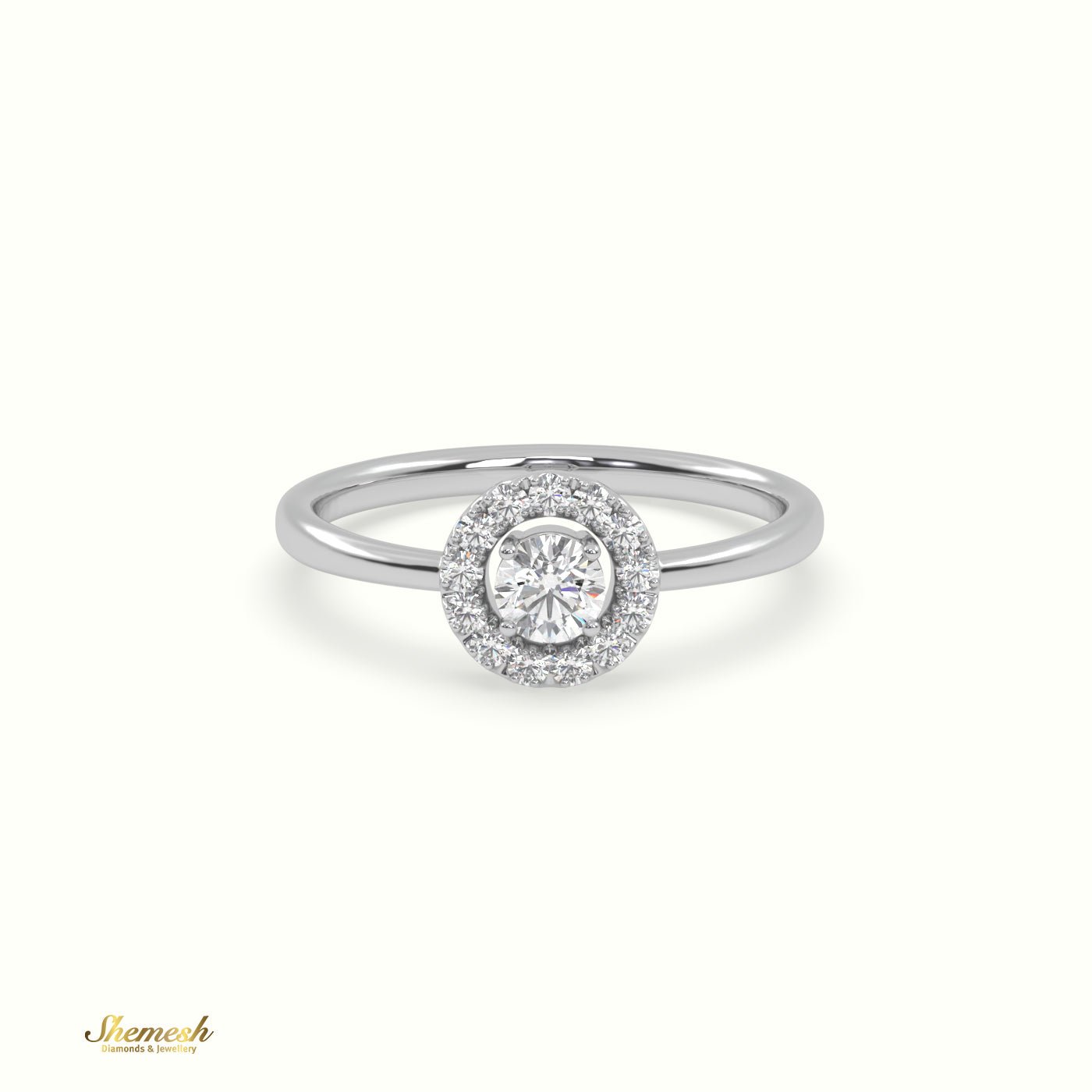 18K Gold 4 Prongs Round Diamond Halo Engagement Ring - shemesh_diamonds