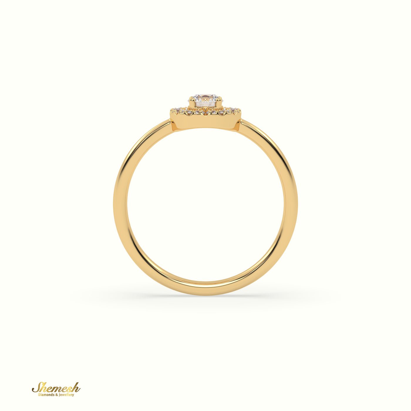 18K Gold 4 Prongs Round Diamond Halo Engagement Ring - shemesh_diamonds