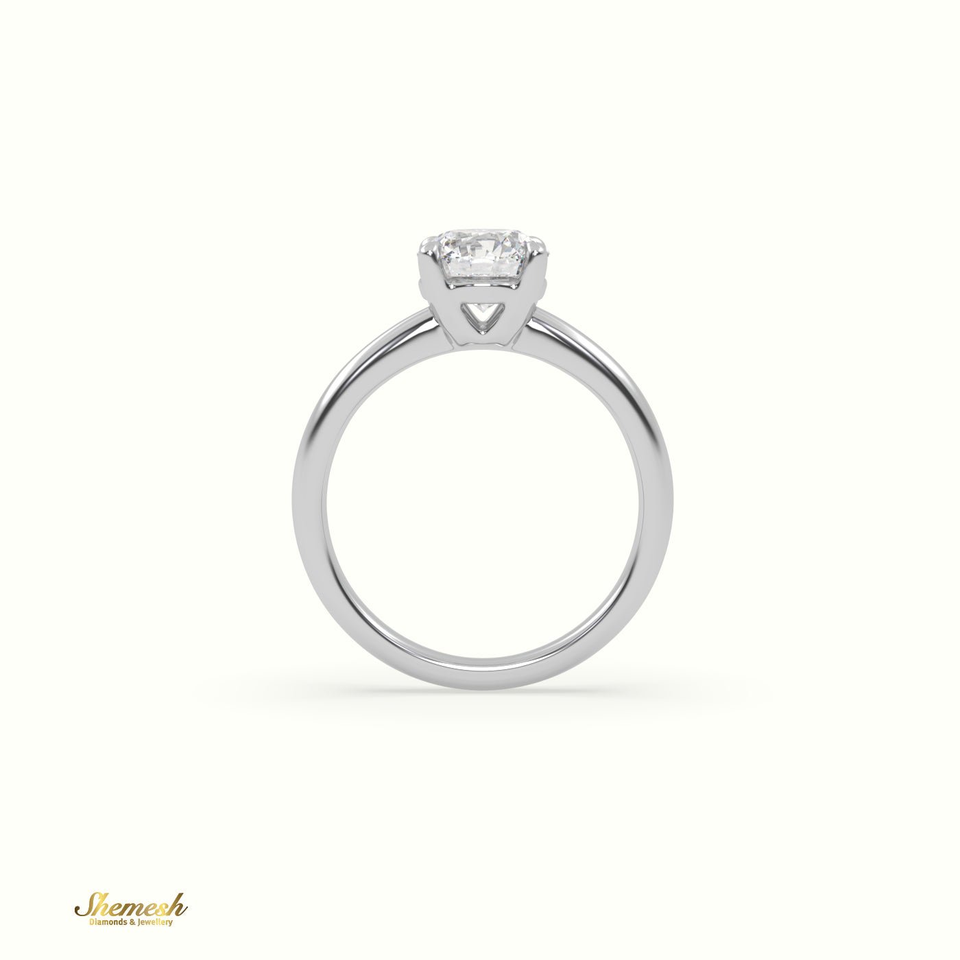 18K Gold 4 Prongs Round Diamond Halo Engagement Ring with Plain Band - shemesh_diamonds