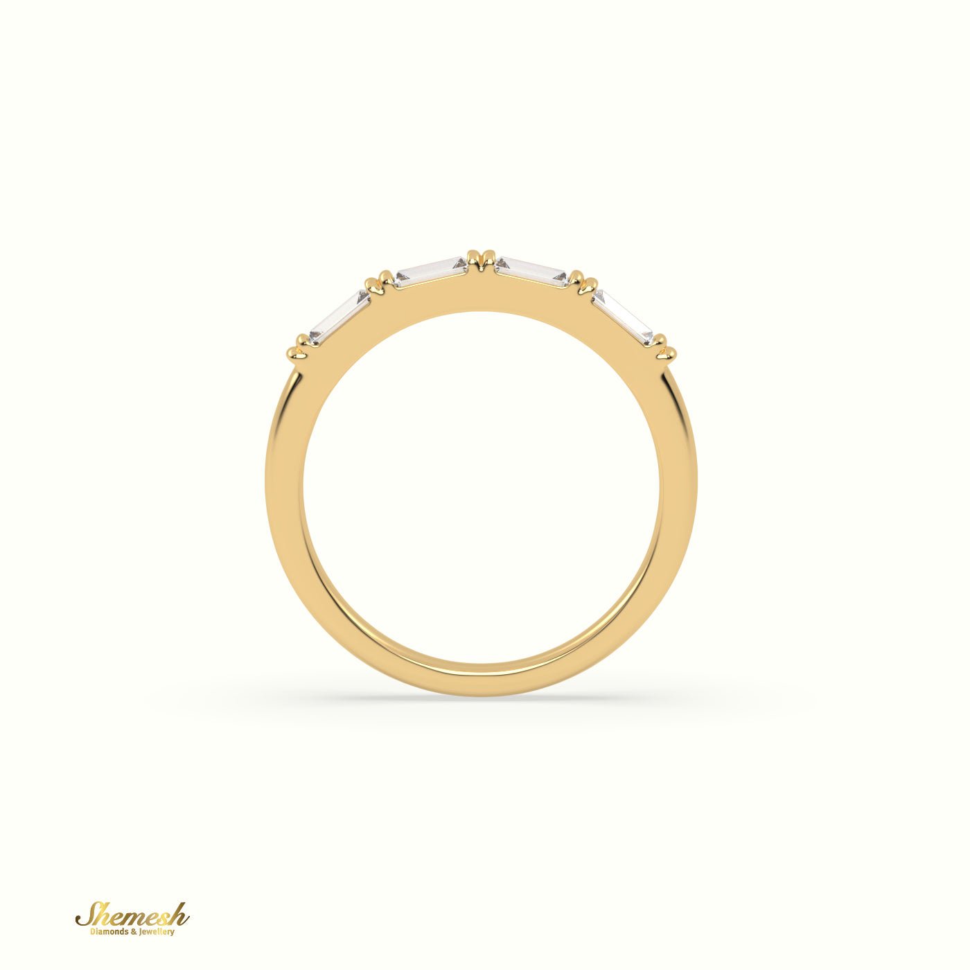 18K Gold 4 Emerald Diamond Half Eternity Wedding Ring - shemesh_diamonds