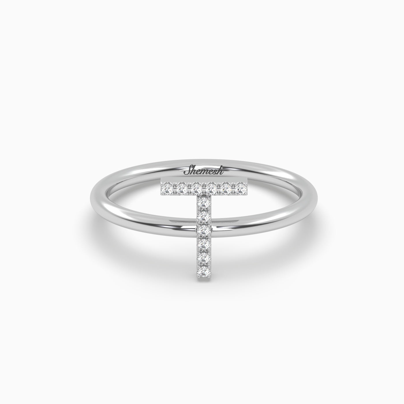 18K Gold "T" Initial Ring - shemesh_diamonds