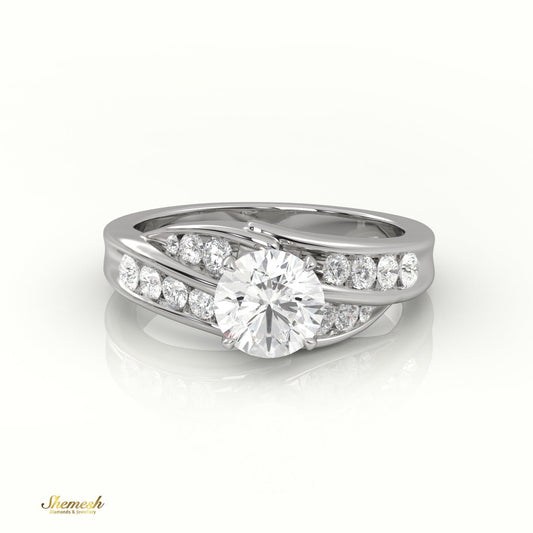 18K Gold Round Cut Diamond 4 - Prong Twisting Designer Engagement Ring - shemesh_diamonds