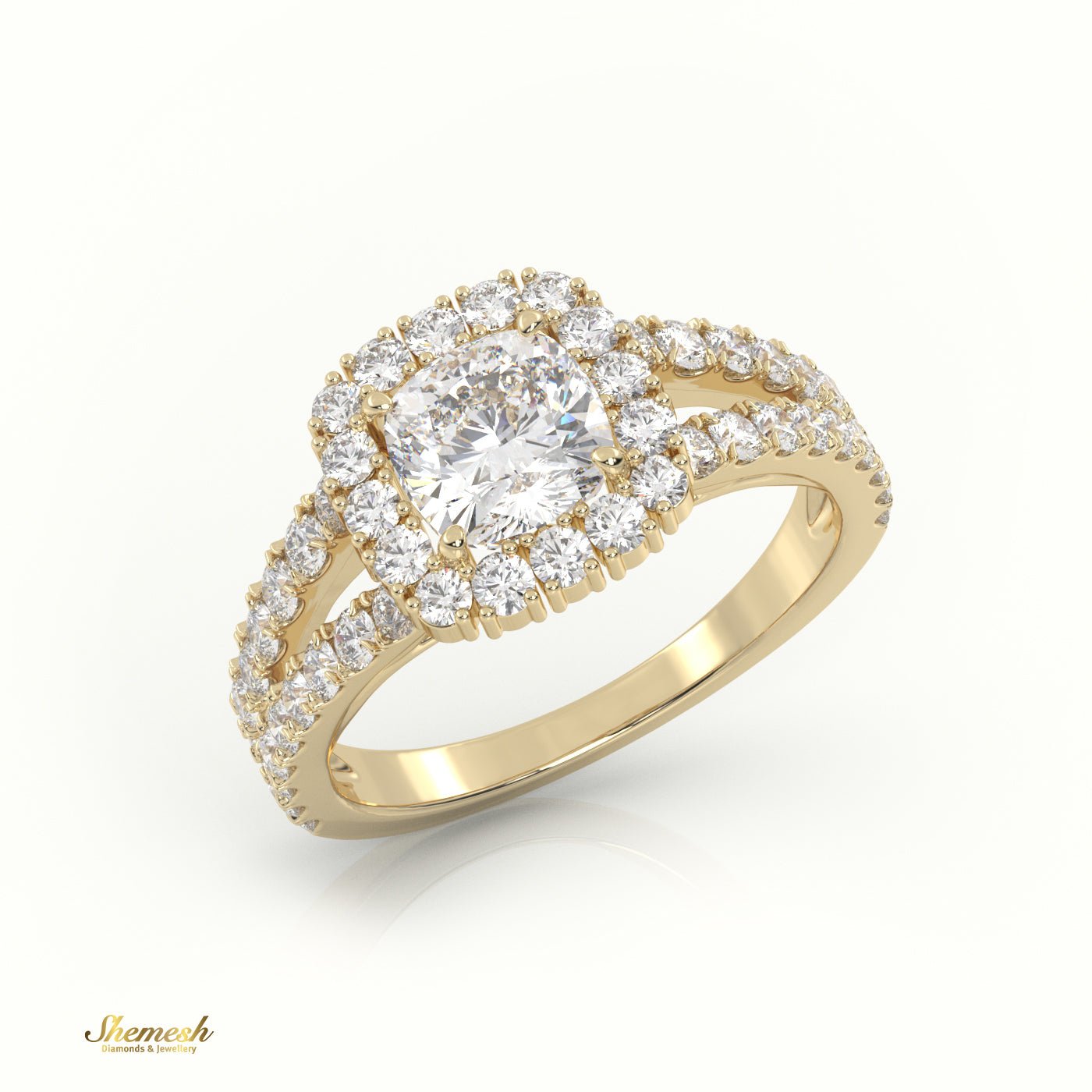 18K Gold Square Cushion Cut Diamond 4 - Prong Vintage Engagement Ring - shemesh_diamonds