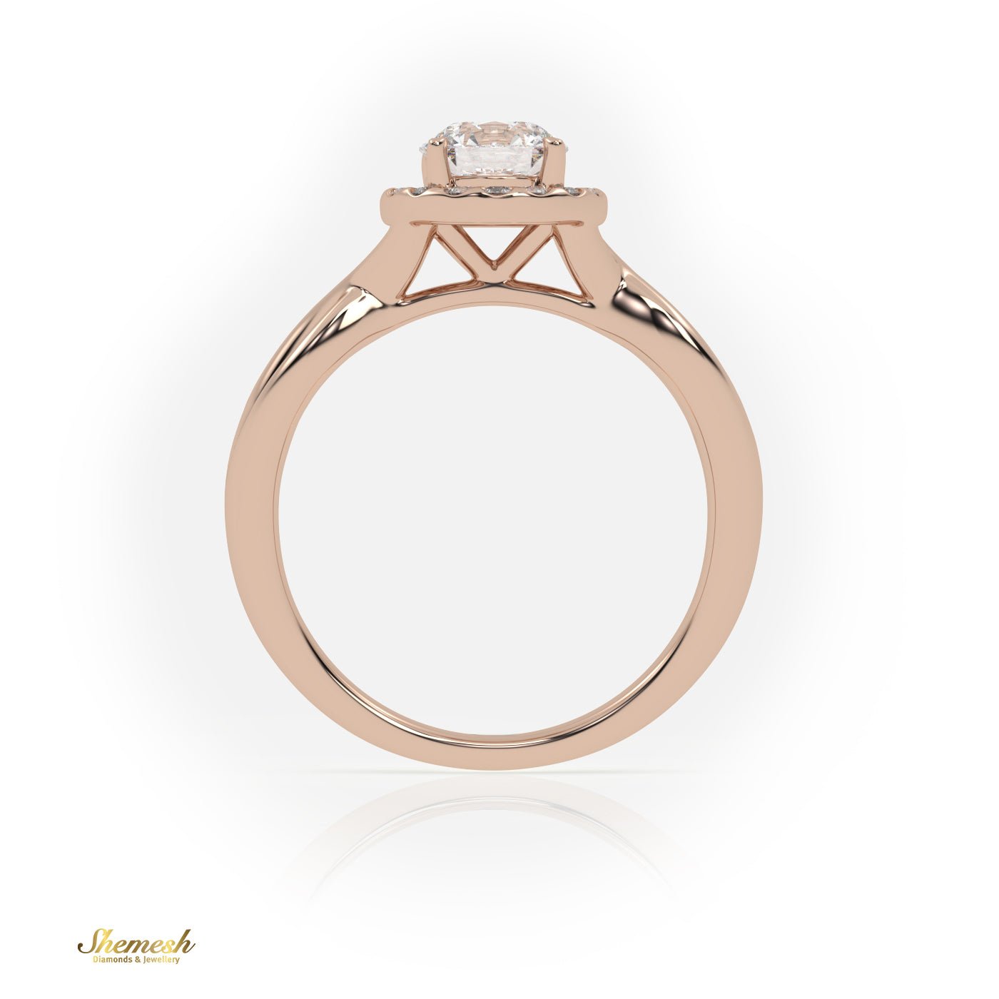 18K Gold 4 Prongs Round Cut Halo Designer Engagement Ring with Twisted Band - shemesh_diamonds