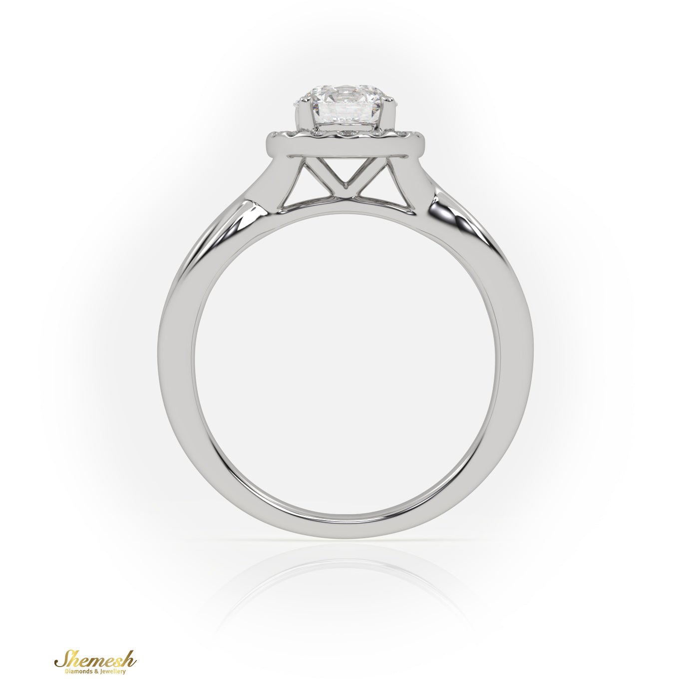 18K Gold 4 Prongs Round Cut Halo Designer Engagement Ring with Twisted Band - shemesh_diamonds