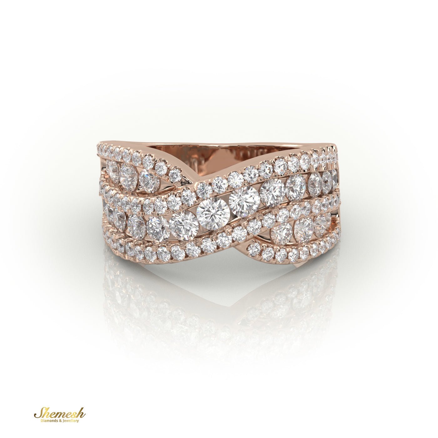 18 Gold Round Diamond Luxurious Half Eternity Ring - shemesh_diamonds