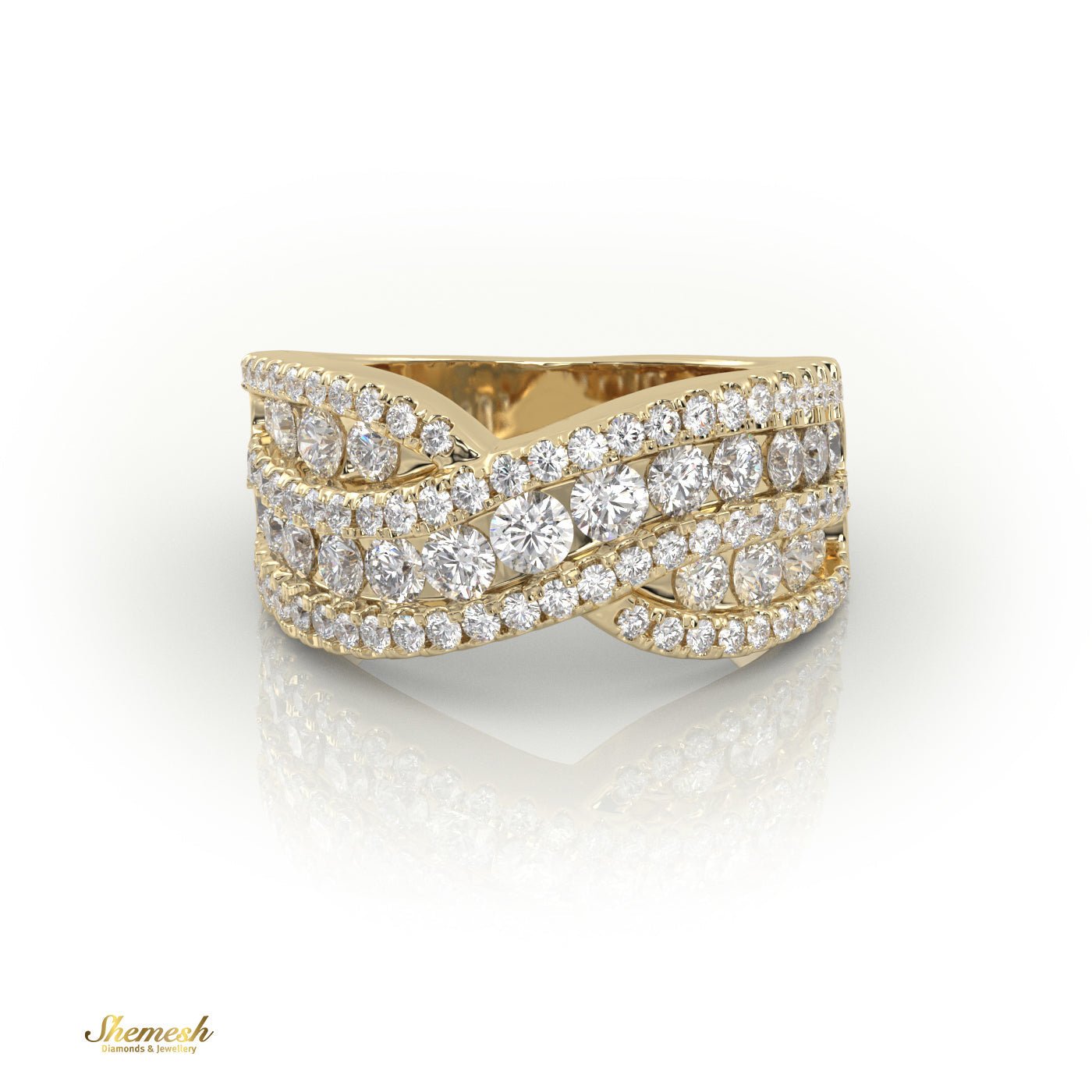 18 Gold Round Diamond Luxurious Half Eternity Ring - shemesh_diamonds