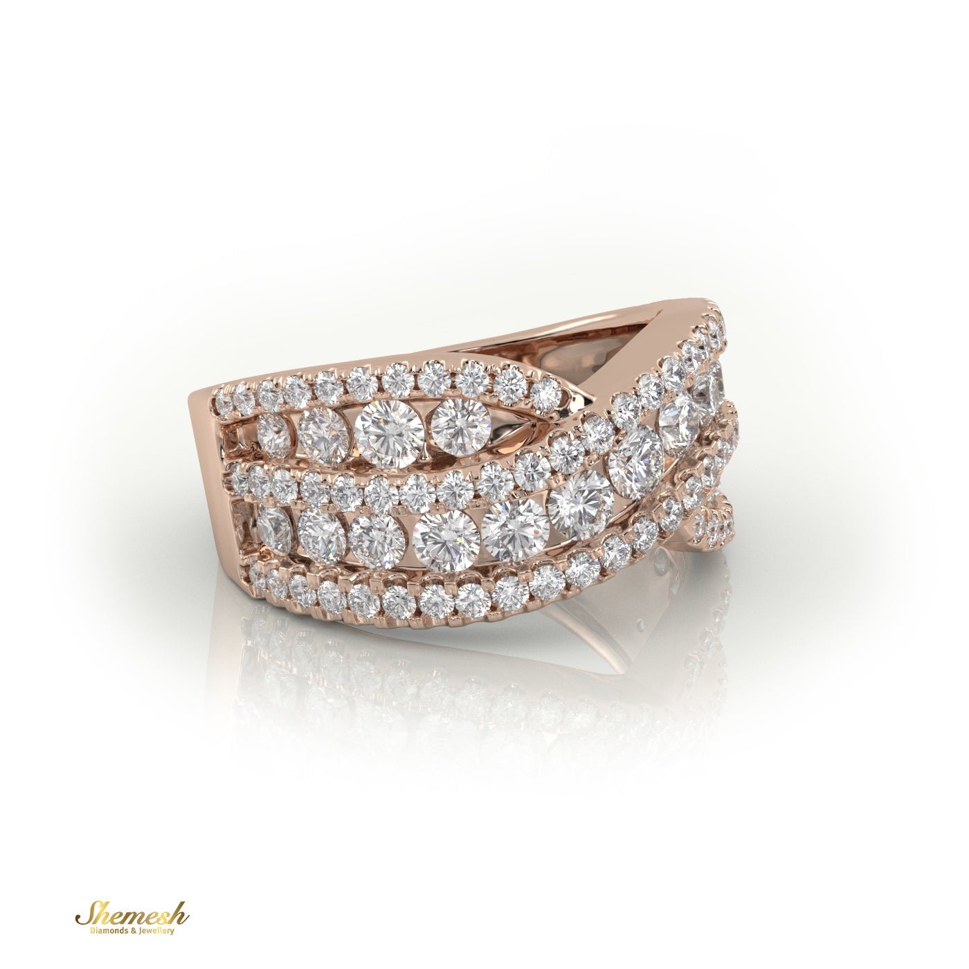 18 Gold Round Diamond Luxurious Half Eternity Ring - shemesh_diamonds