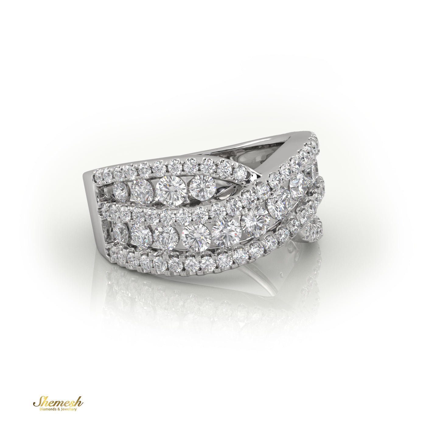 18 Gold Round Diamond Luxurious Half Eternity Ring - shemesh_diamonds