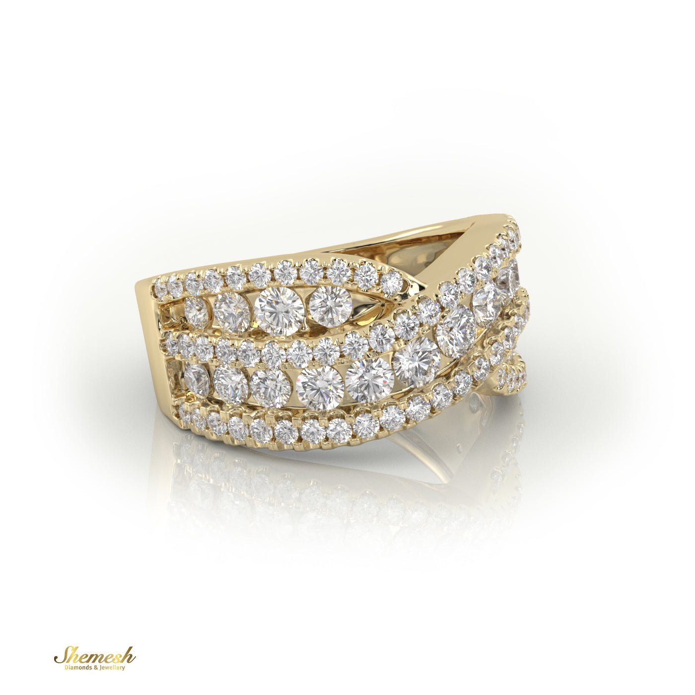 18K Gold Round Diamond Luxurious Half Eternity Ring - shemesh_diamonds