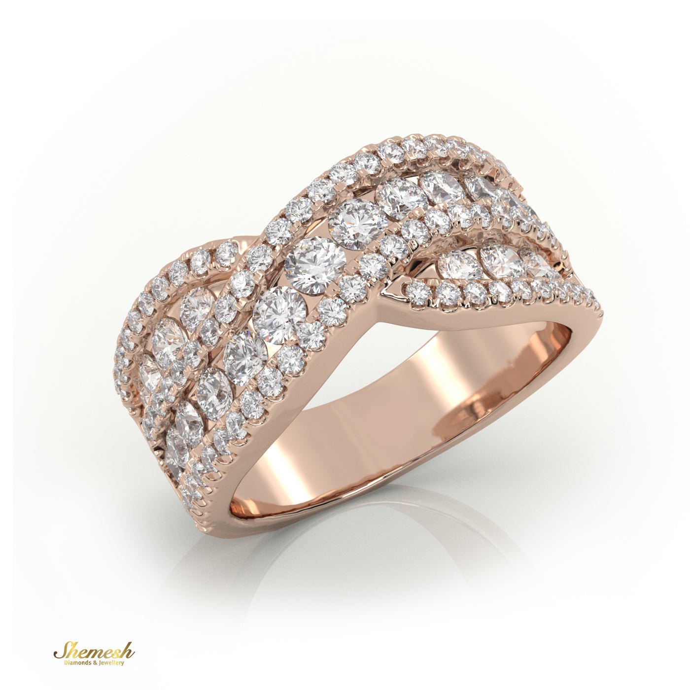 18 Gold Round Diamond Luxurious Half Eternity Ring - shemesh_diamonds