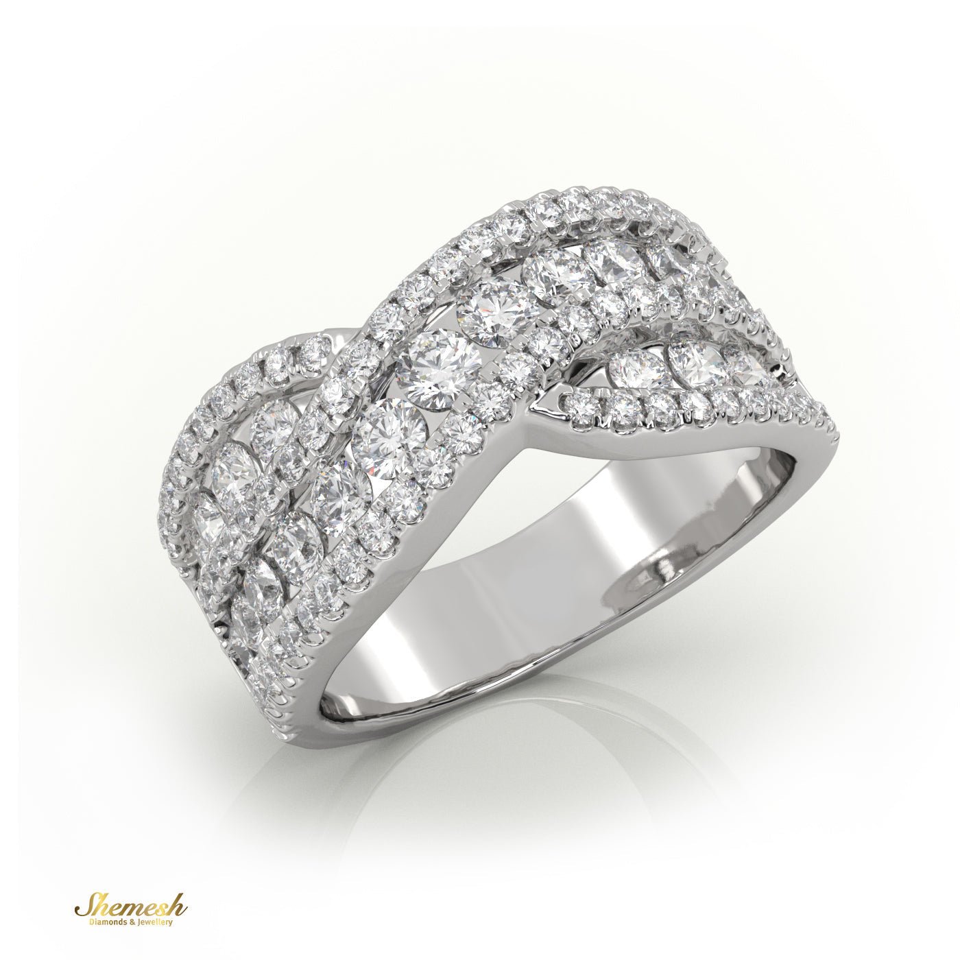 18 Gold Round Diamond Luxurious Half Eternity Ring - shemesh_diamonds