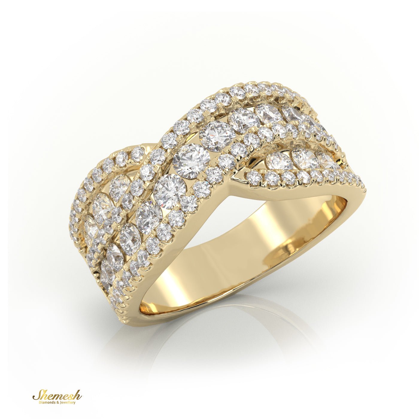 18K Gold Round Diamond Luxurious Half Eternity Ring - shemesh_diamonds