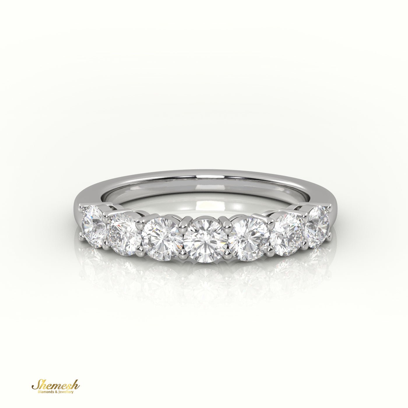 18K Gold Round Diamond Half Eternity Wedding Ring - shemesh_diamonds