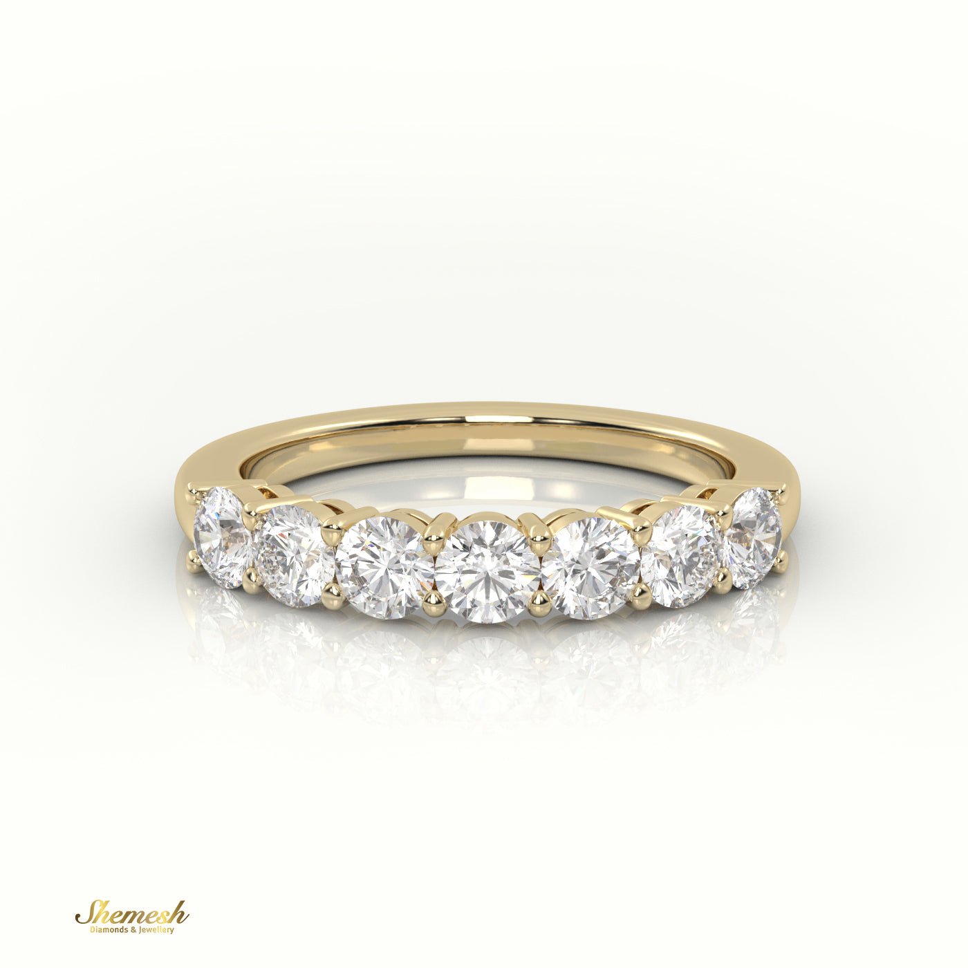 18K Gold Round Diamond Half Eternity Wedding Ring - shemesh_diamonds